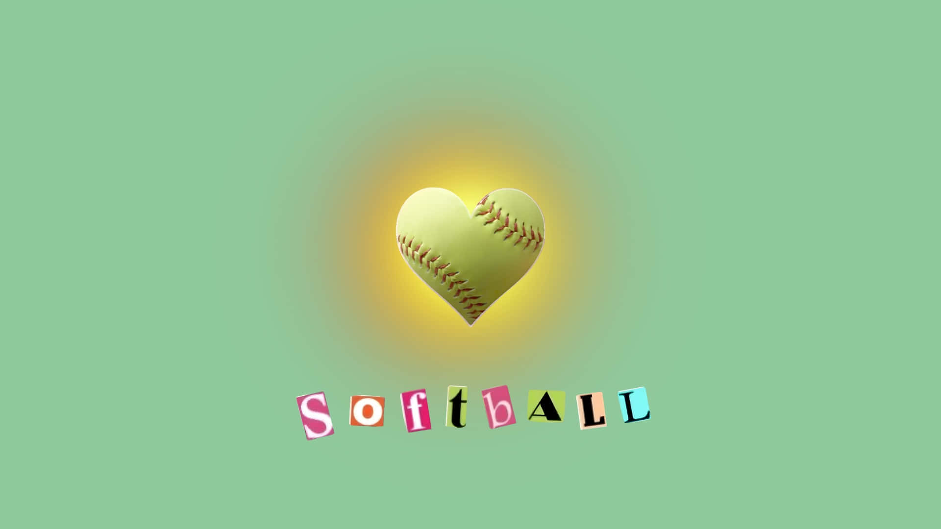 Preppy Softball Heart, glowing heart, softball, Full HD Desktop Wallpaper