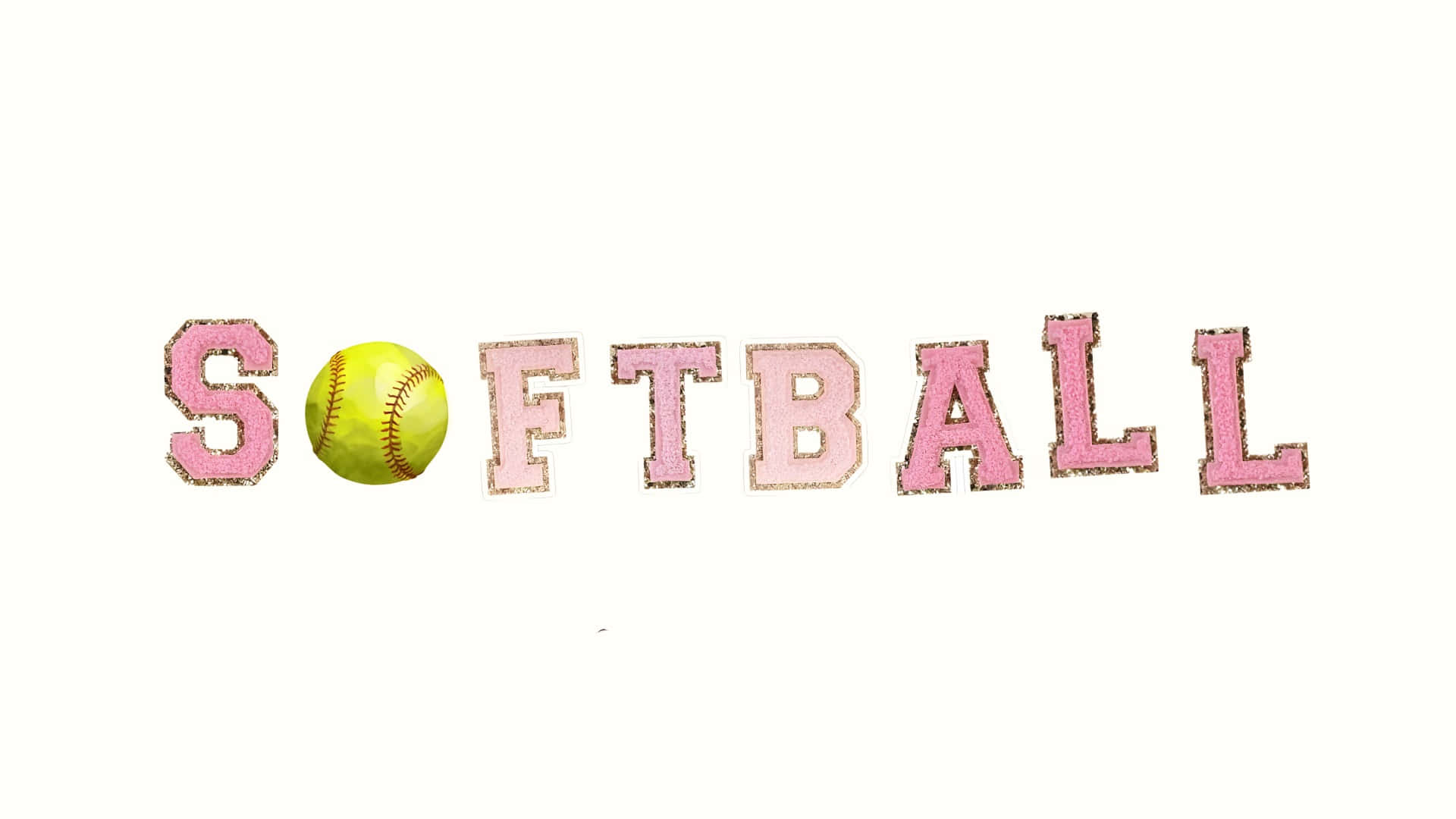 Preppy Softball, pink textured letters, yellow softball, Full HD Desktop Wallpaper
