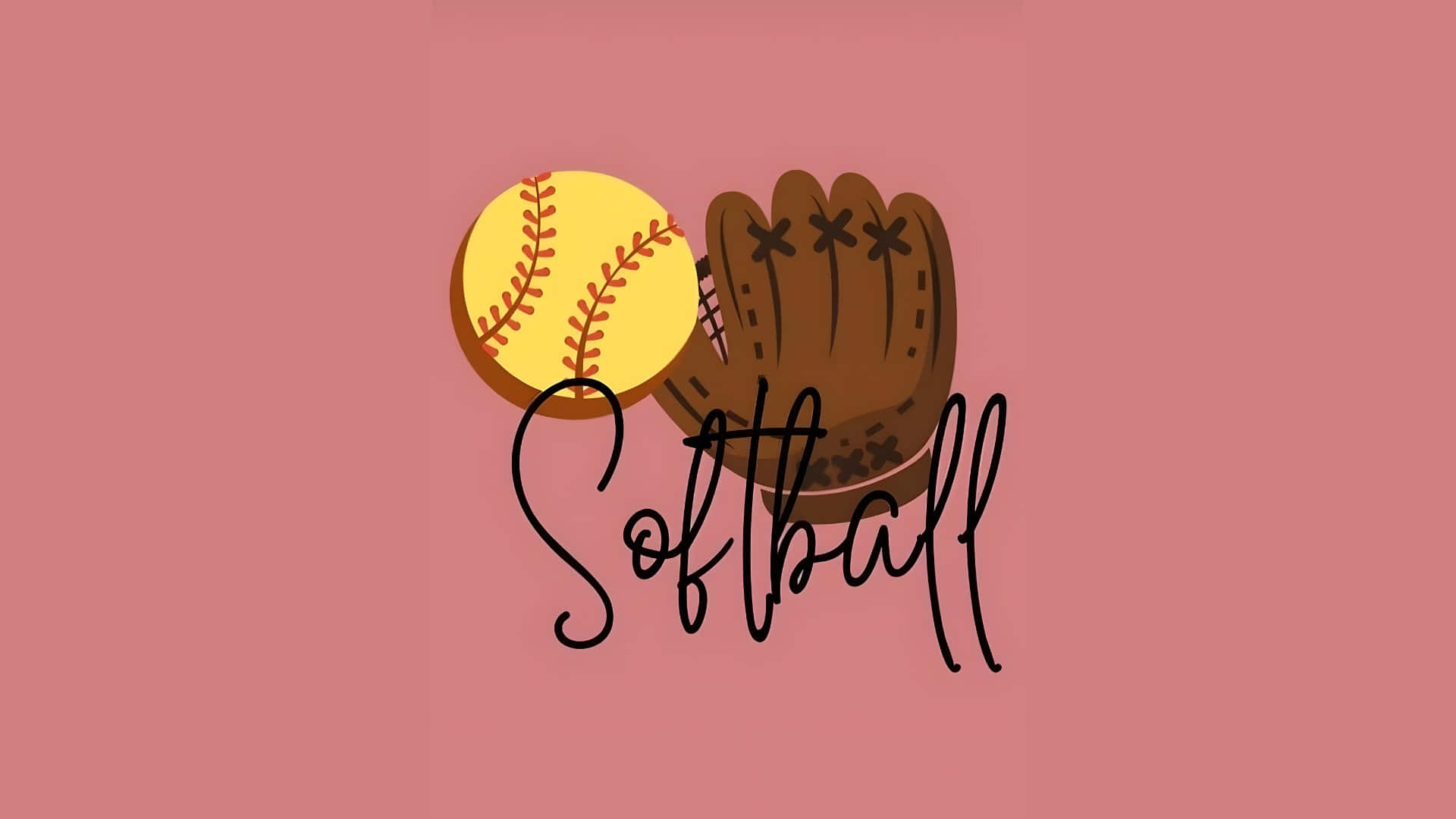 Preppy Softball, yellow softball, brown glove, Full HD Desktop Wallpaper