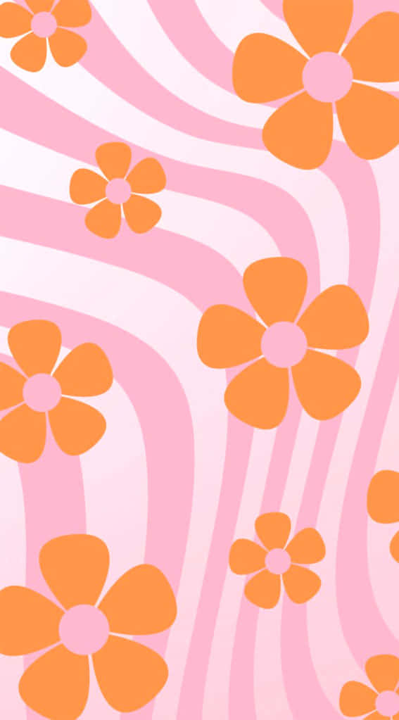 Preppy Spring, floral pattern, vibrant orange flowers, SD Phone Wallpaper