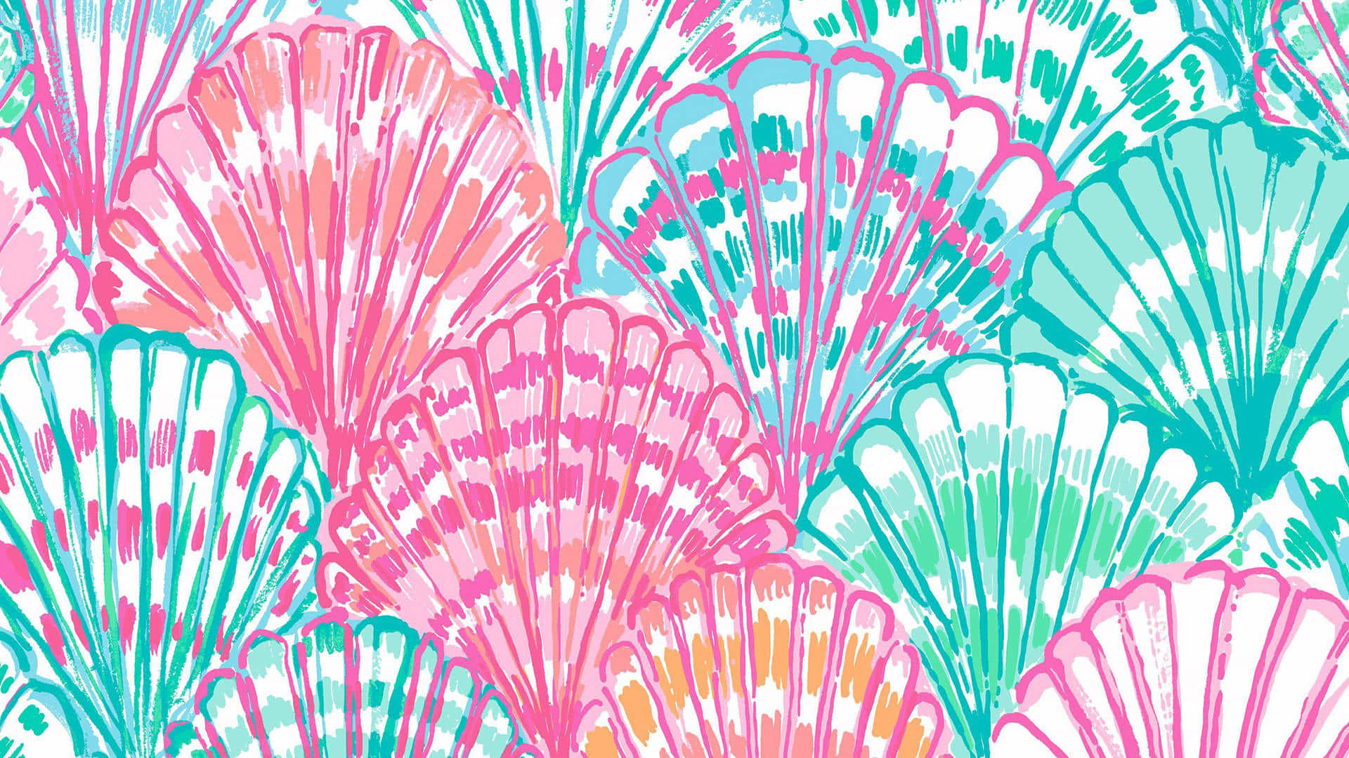 Preppy Spring, seashell pattern, pink, Full HD Desktop Wallpaper