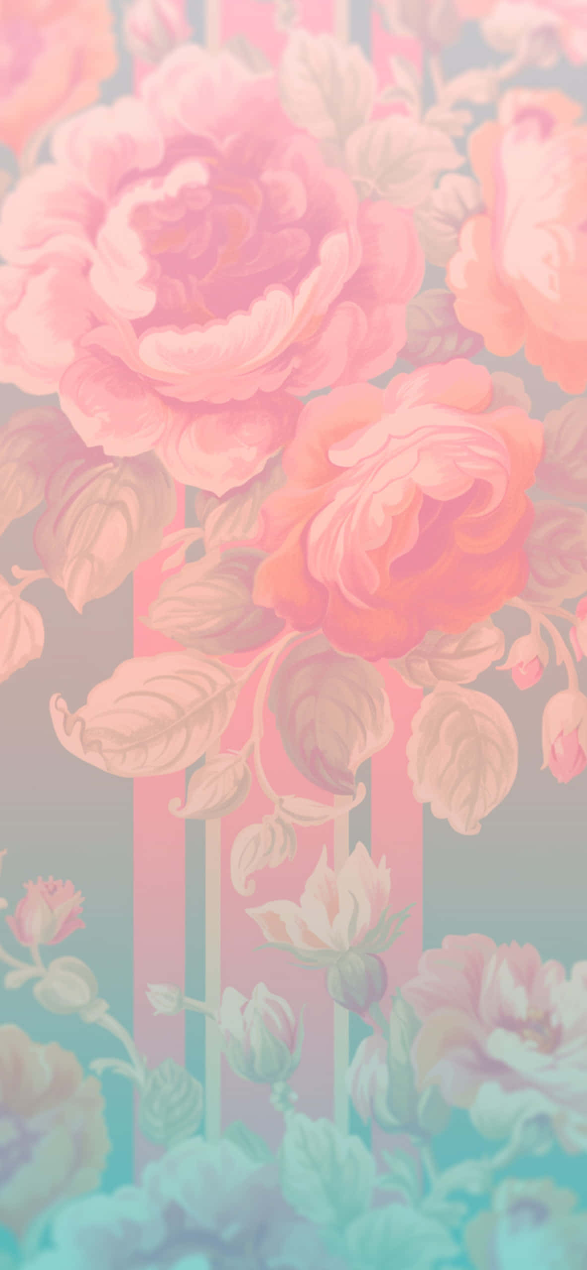 pastel floral spring background, soft pastel roses, gradient sky, 2K Phone Wallpaper