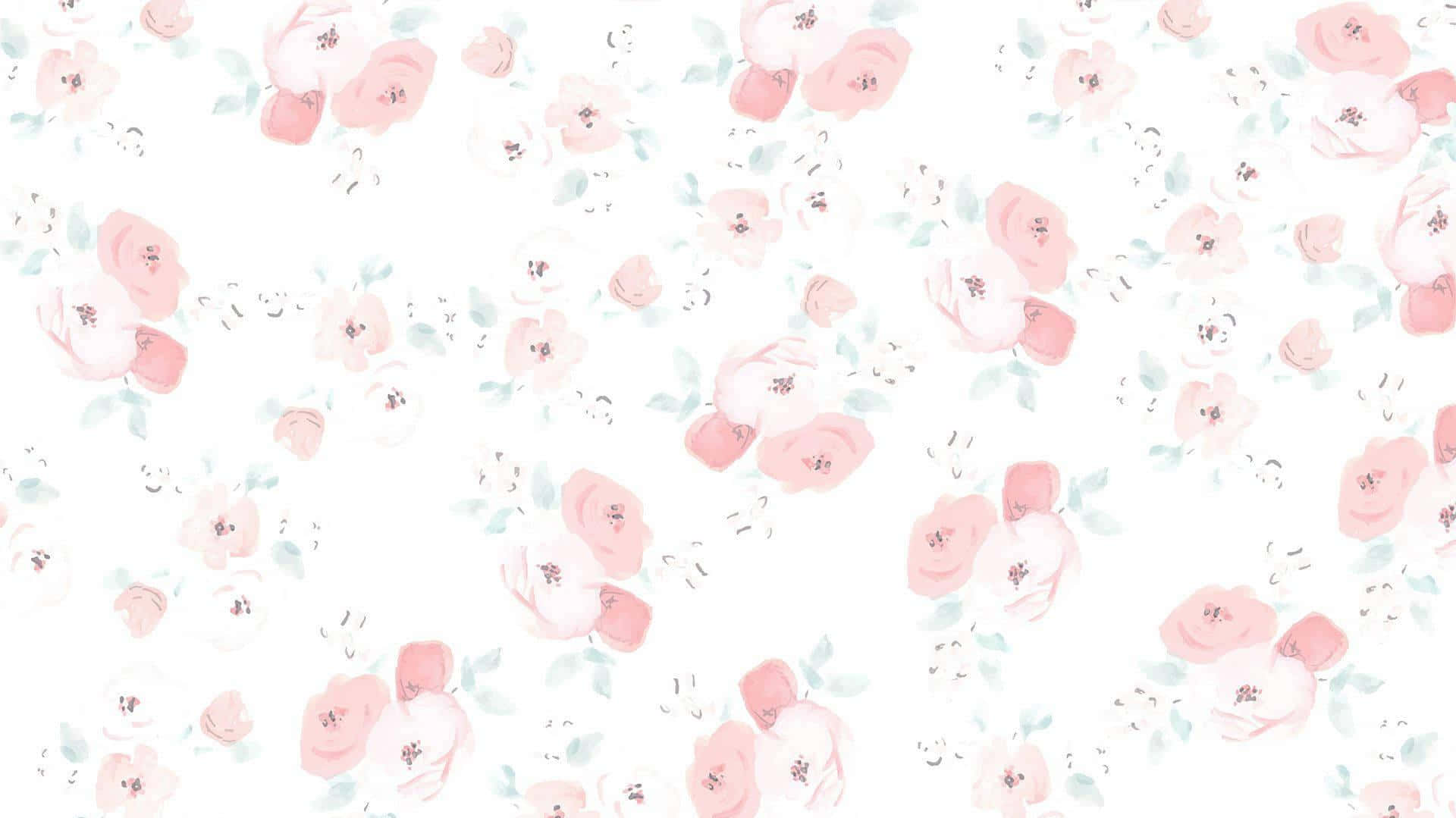 Preppy Spring, floral pattern, blush pink, Full HD Desktop Wallpaper