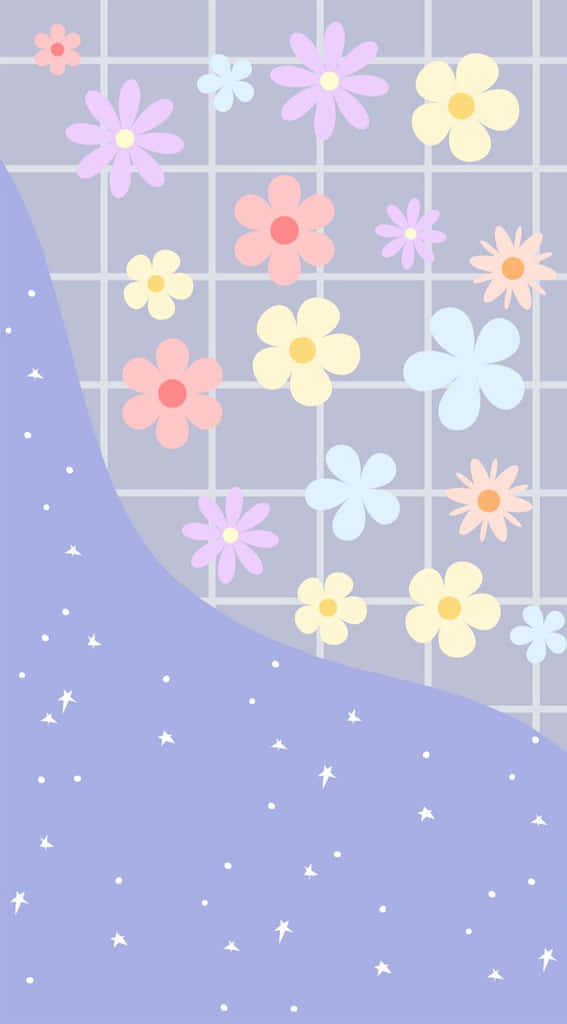 Preppy Spring, pastel flowers, lavender wave, SD Phone Wallpaper