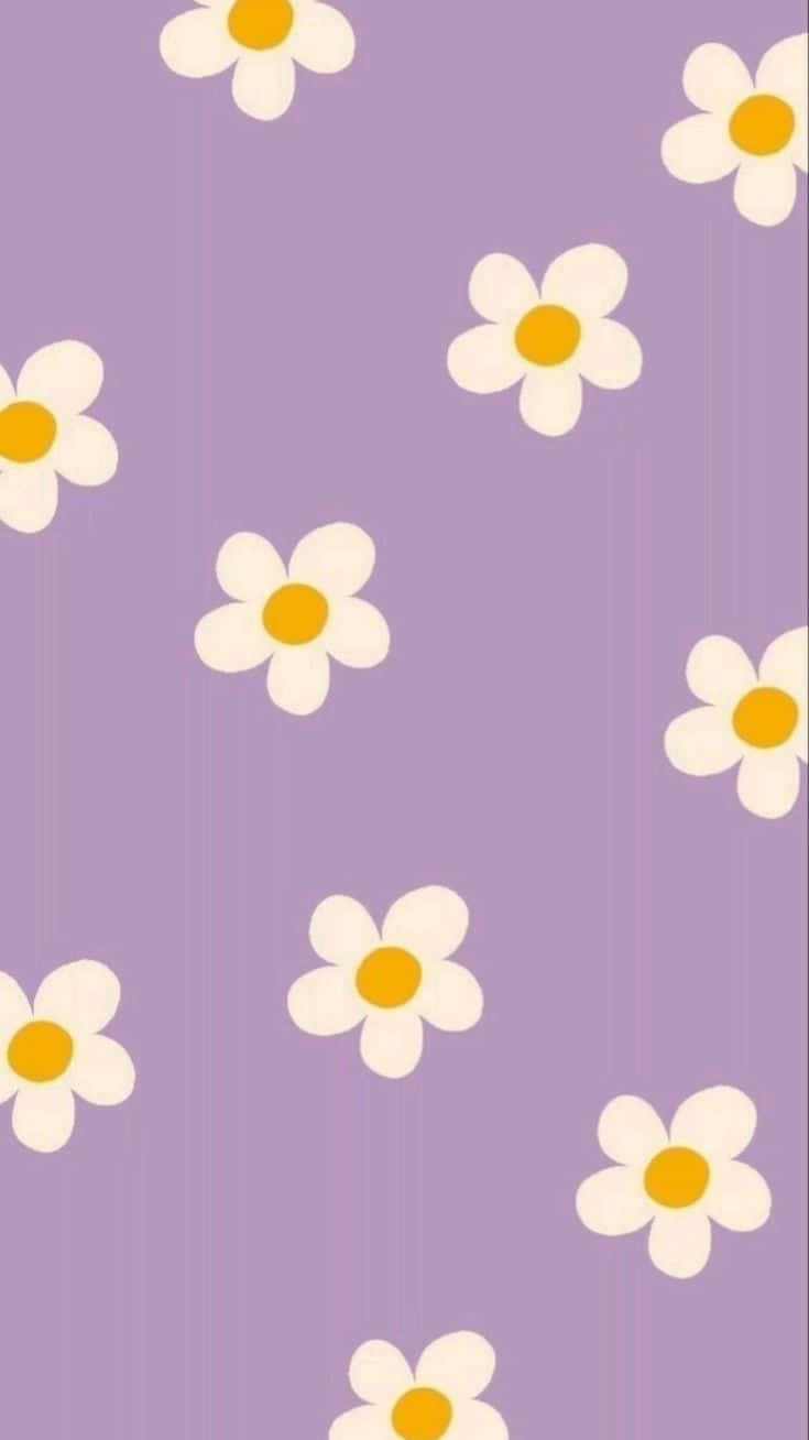 daisy pattern, purple background, soft lavender background, HD Phone Wallpaper