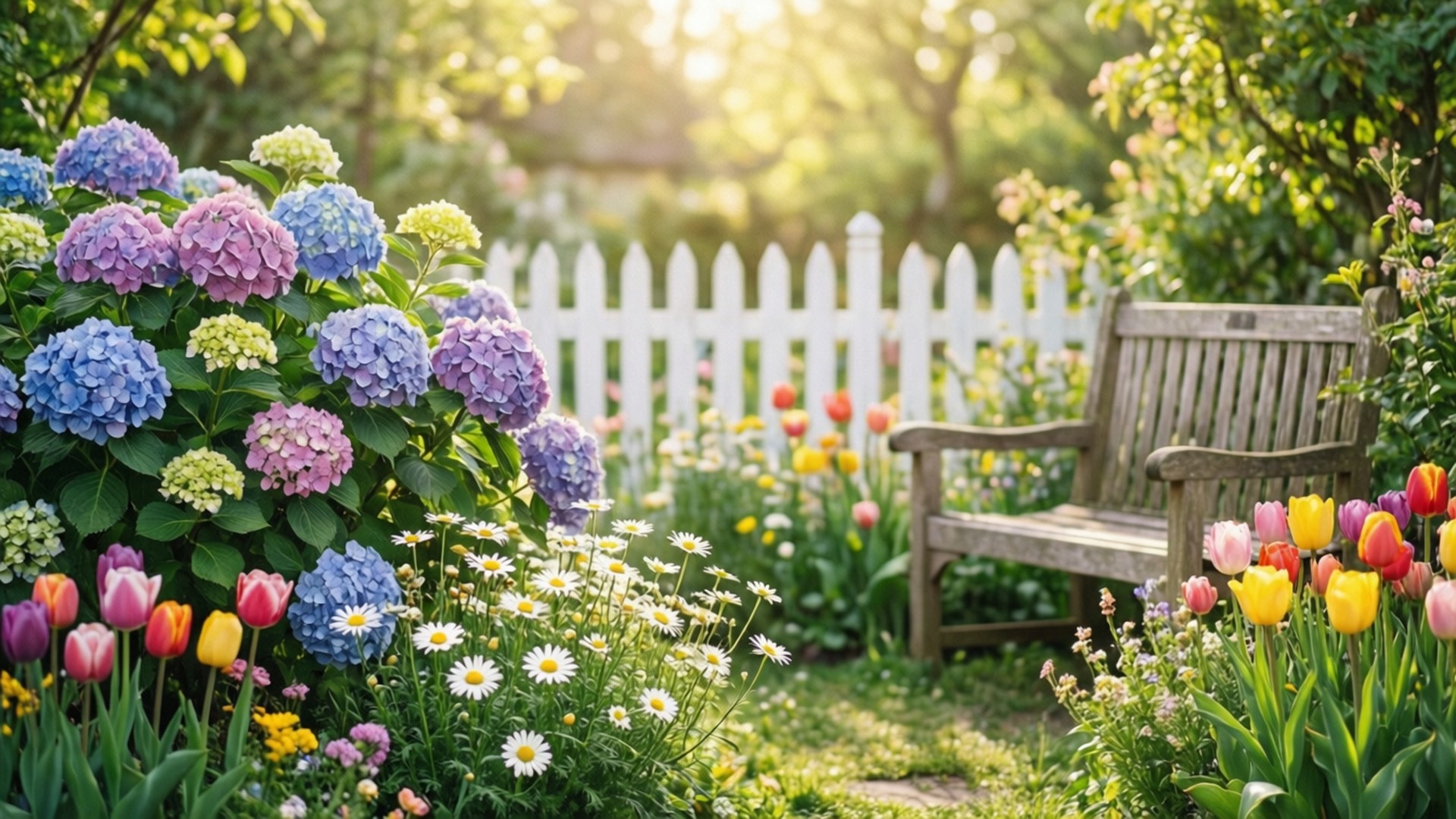 cottage garden, preppy spring, floral abundance, Full HD Desktop Wallpaper