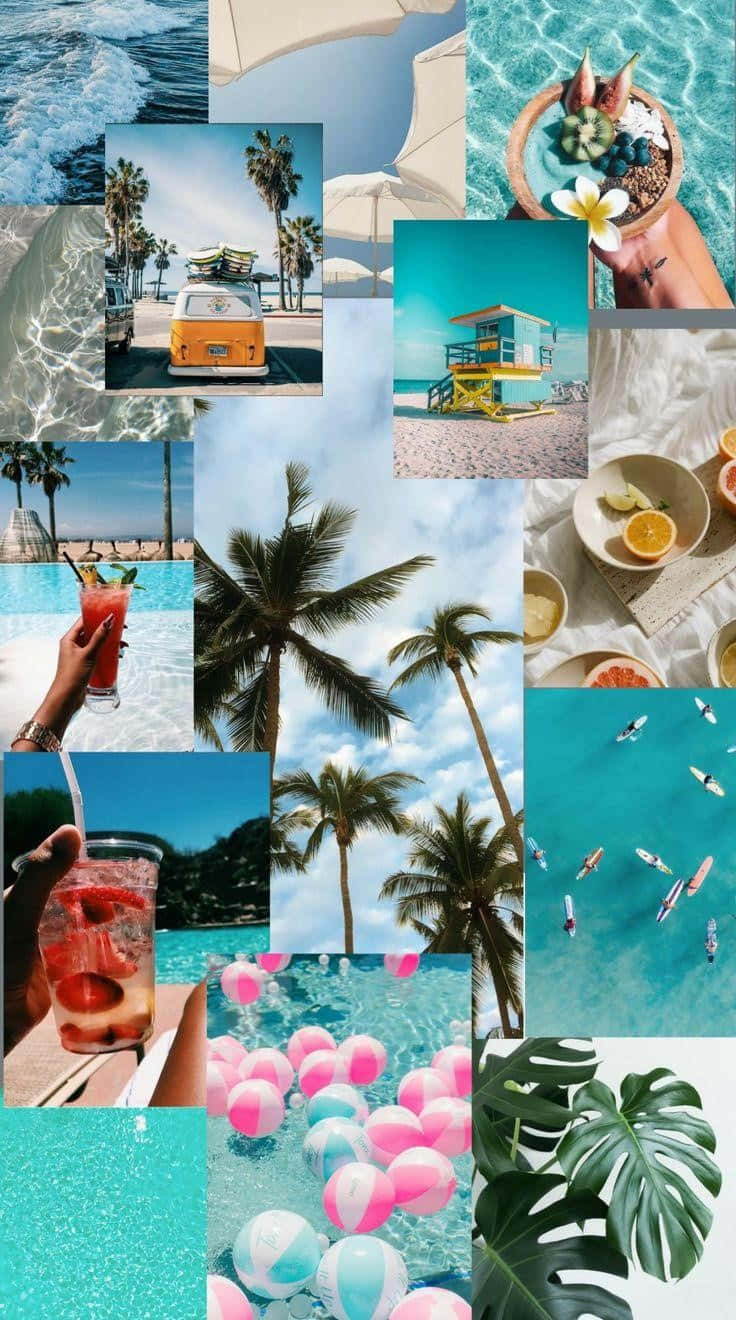 Preppy Summer, tropical collage, palm trees, HD Phone Wallpaper