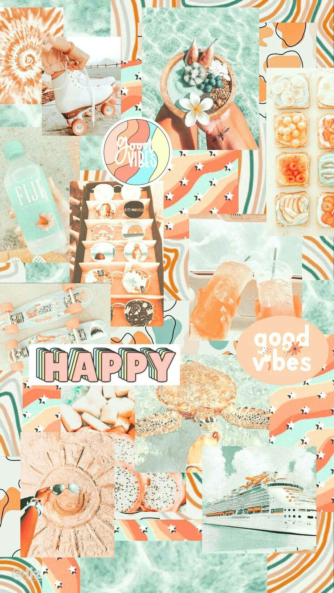Preppy Summer, collage, roller skates, HD Phone Wallpaper