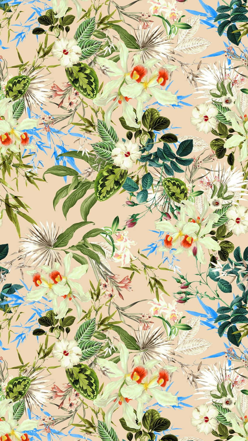 Preppy Summer, floral pattern, white orchids, HD Phone Wallpaper