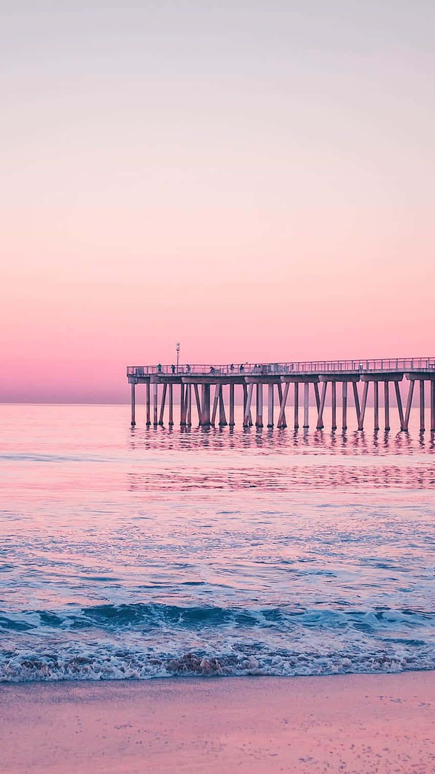 pastel sunset, pier, calm ocean water, HD Phone Wallpaper