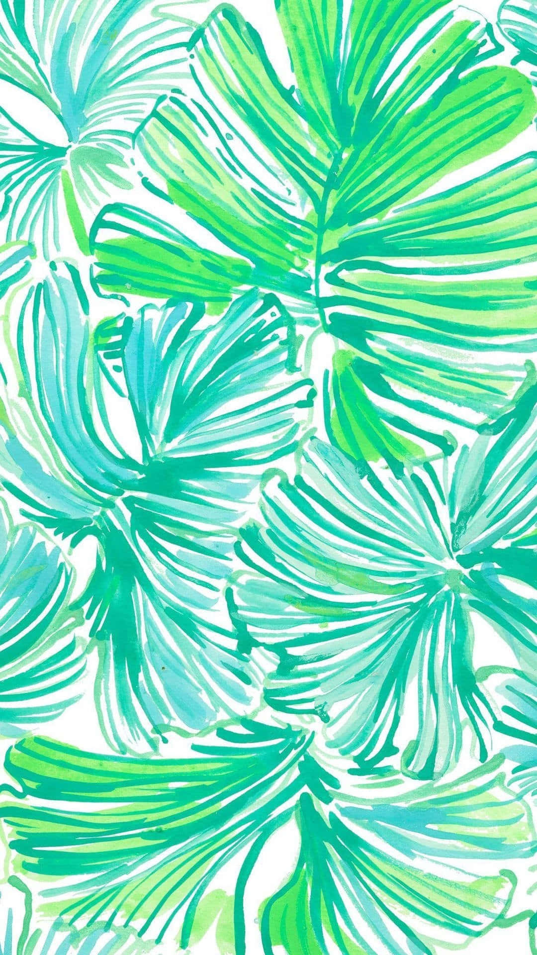 Preppy Summer, tropical leaves pattern, vibrant green, Full HD Phone Wallpaper