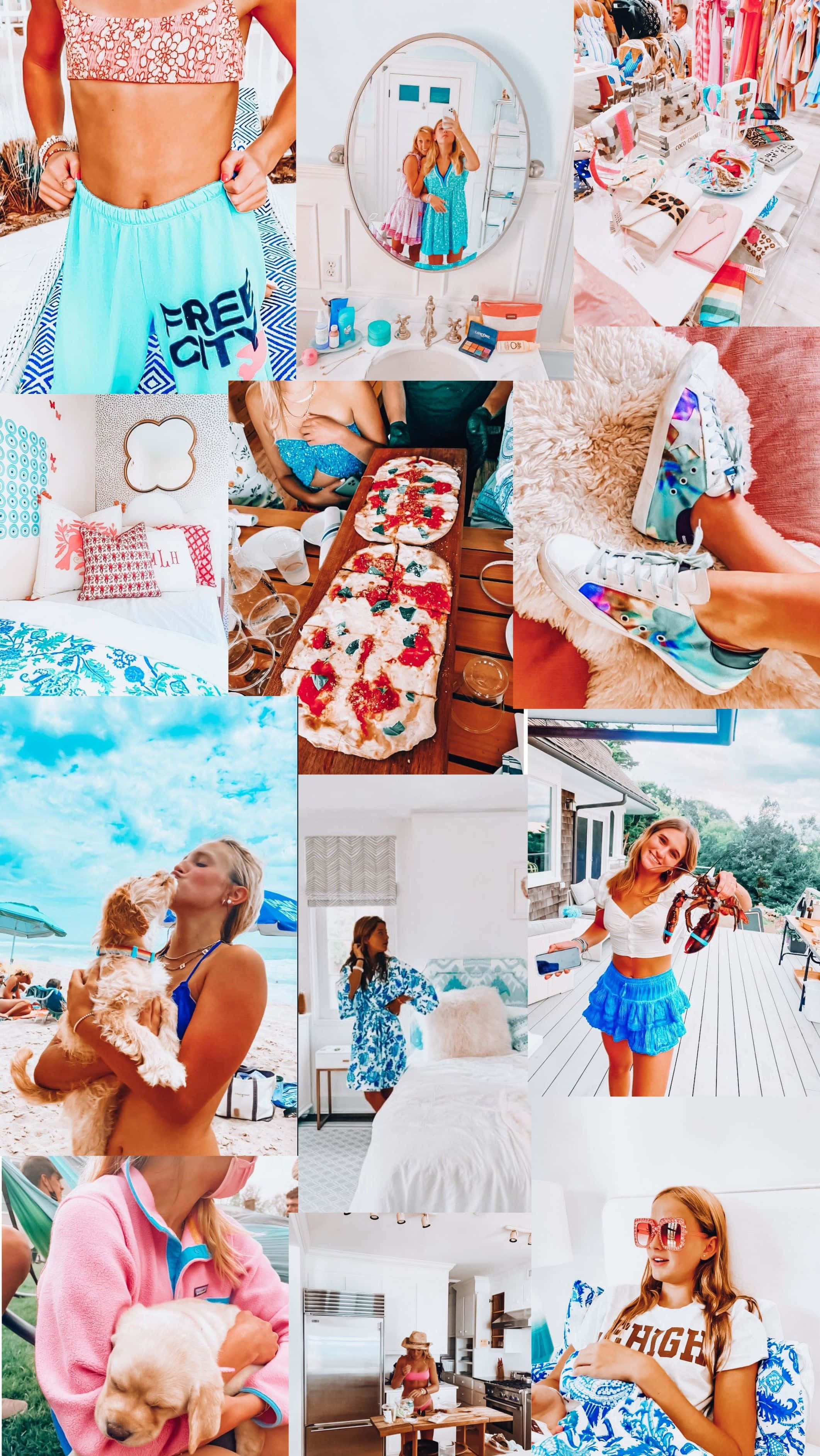 Preppy Summer Vibes Collage, beach, fashion, 2K Phone Wallpaper