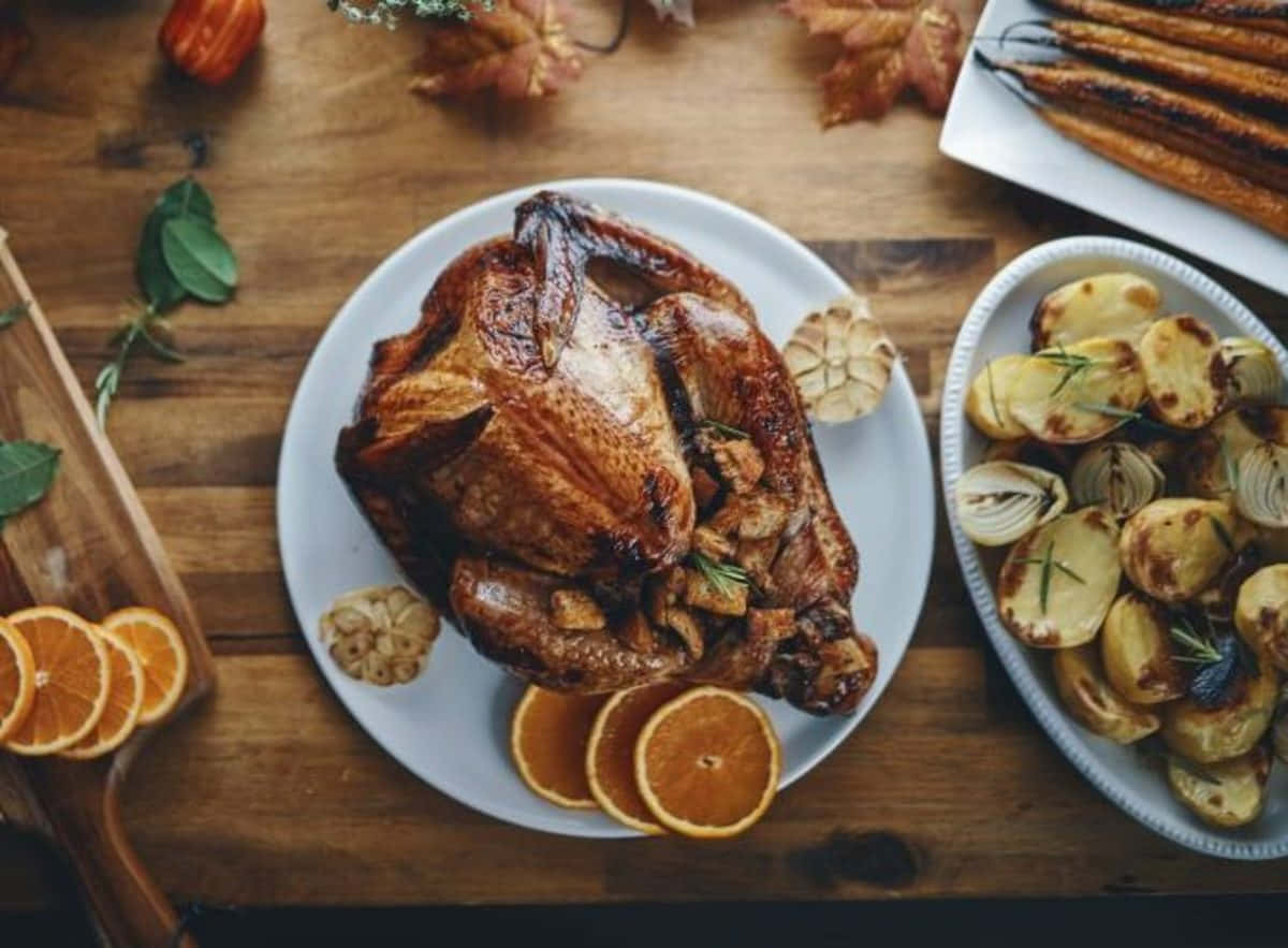 Preppy Thanksgiving, roasted turkey, golden-brown skin, SD Desktop Wallpaper
