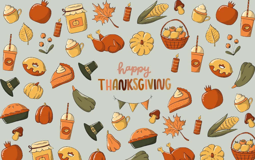 Preppy Thanksgiving, pumpkins, pies, SD Desktop Wallpaper