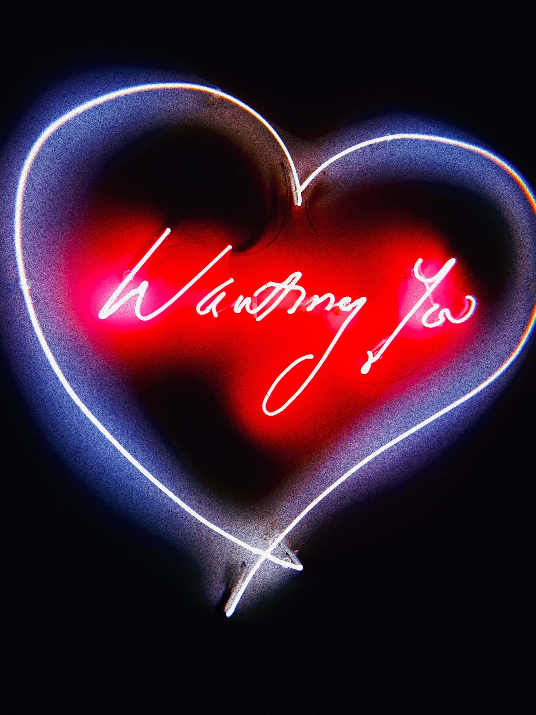 neon sign, heart shape, Wanting You, 2K Phone Wallpaper