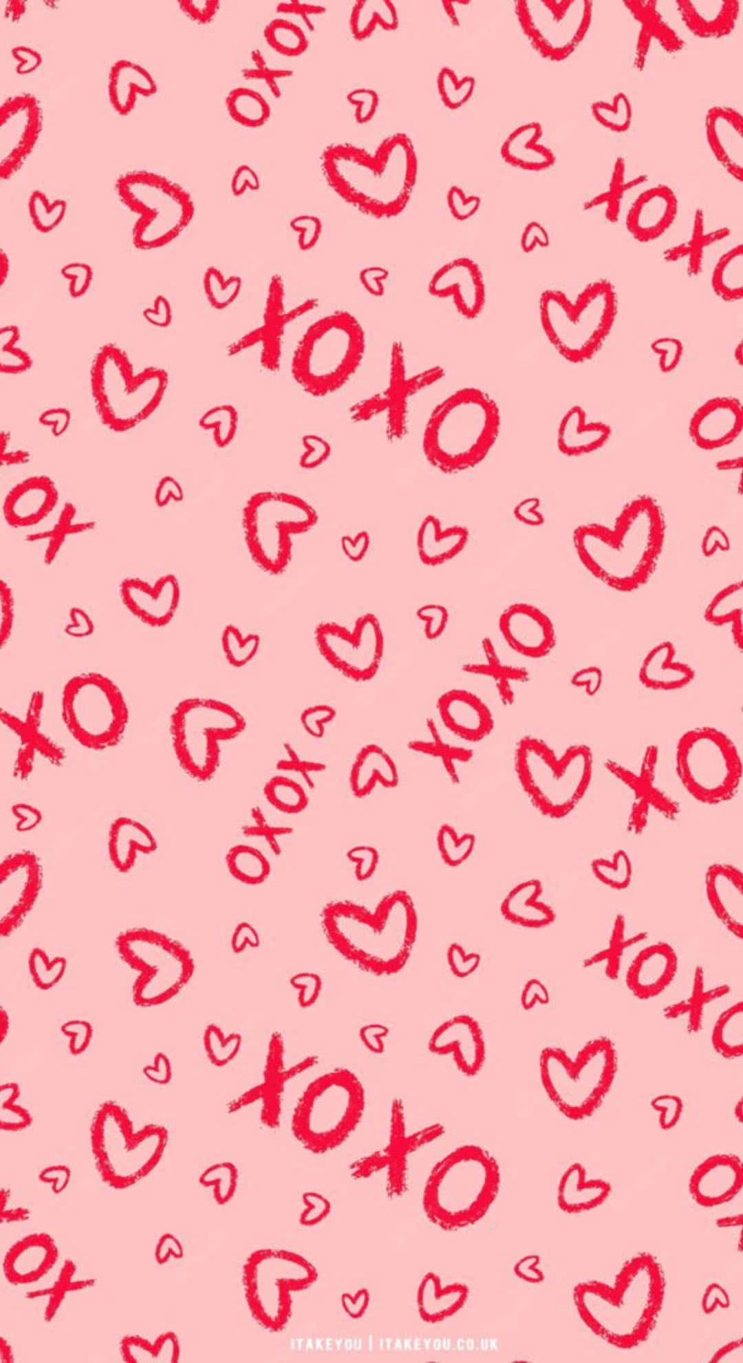 Preppy Valentines Day, soft pink, red hearts, Full HD Phone Wallpaper