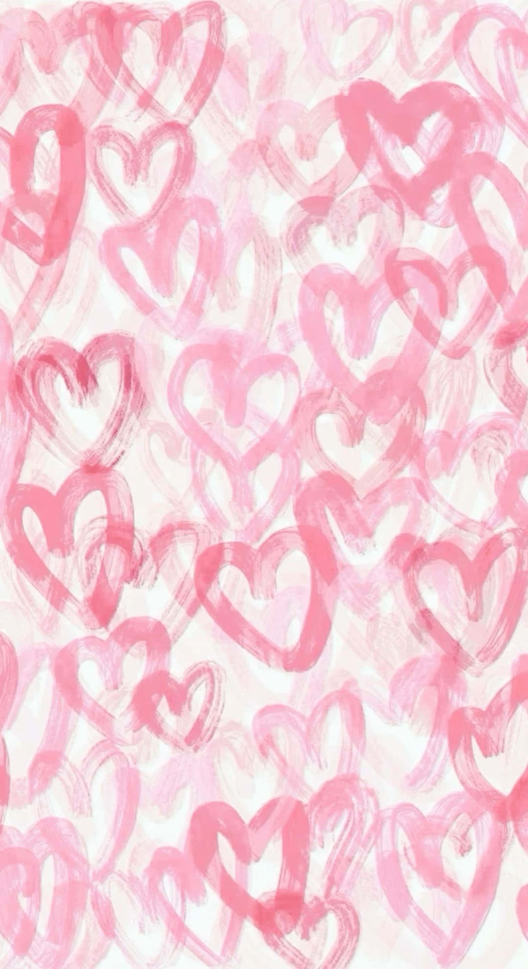 Preppy Valentines Day Hearts, soft pink watercolor, overlapping hand-painted hearts, Full HD Phone Wallpaper