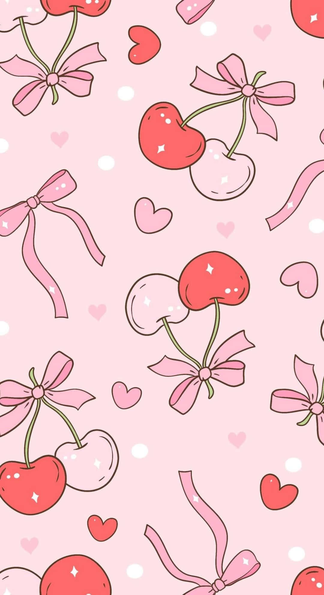 Preppy Valentines Day, cherries, pastel pink, Full HD Phone Wallpaper
