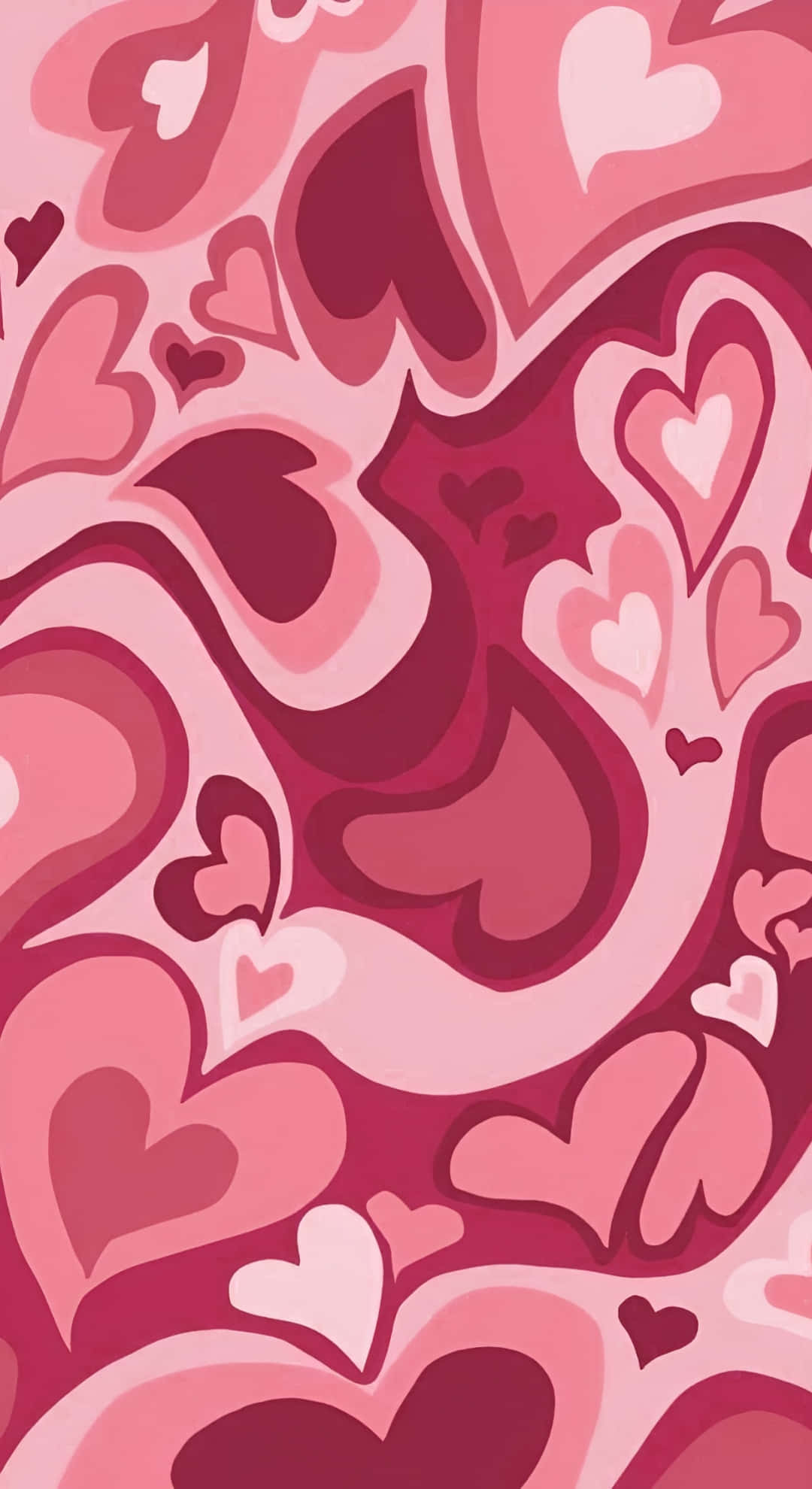 Preppy Valentines Day, vibrant pink, swirling heart shapes, Full HD Phone Wallpaper
