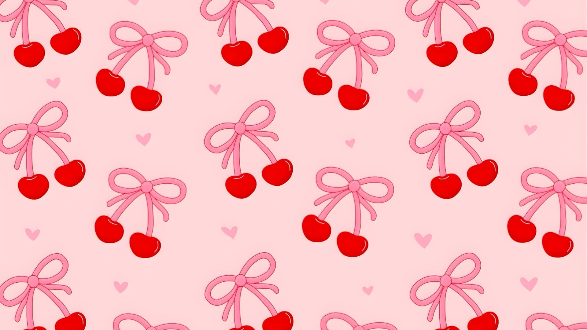 Preppy Valentines Day, cherry pattern, red cherries, Full HD Desktop Wallpaper