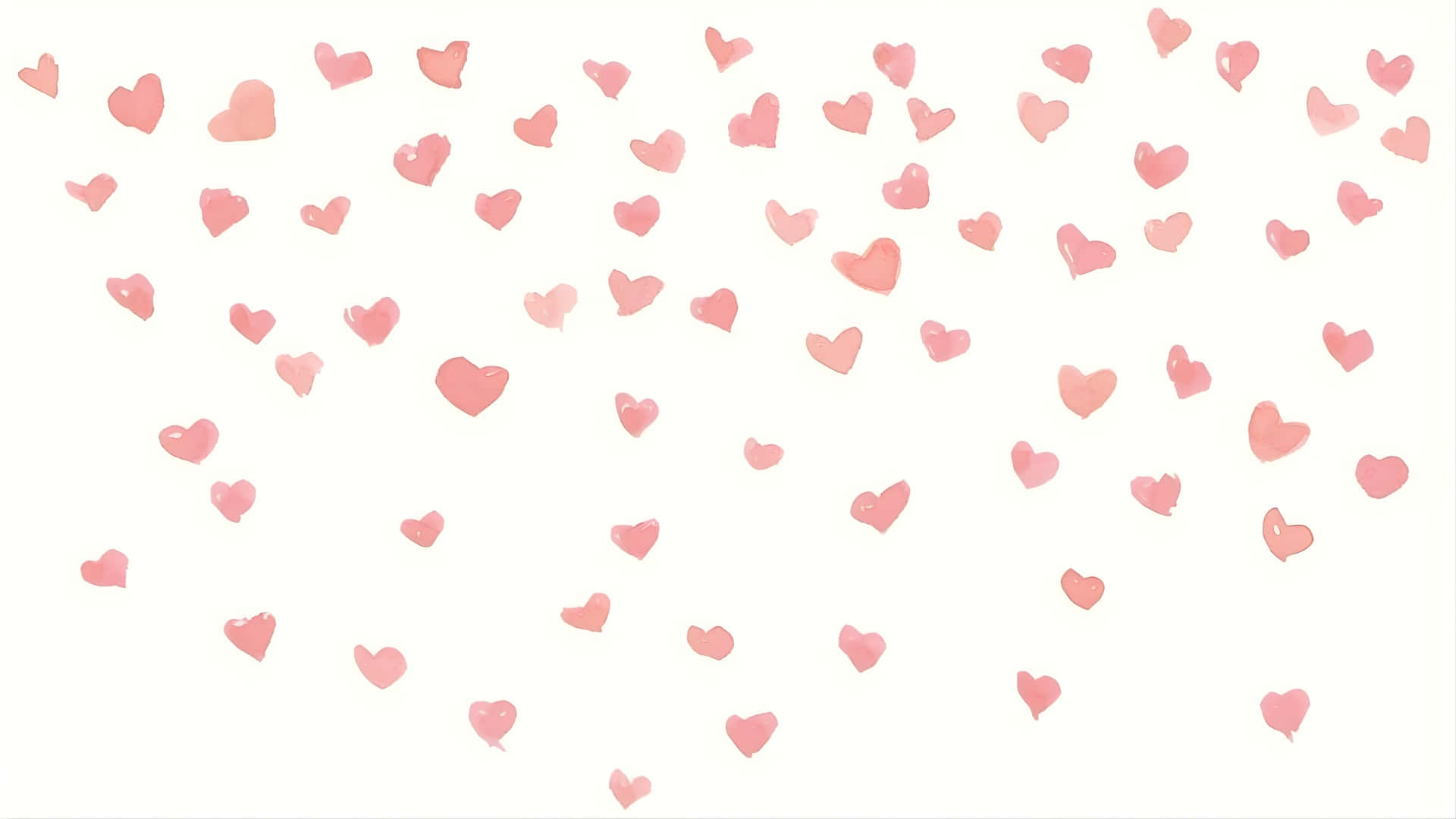 Preppy Valentines Day Hearts, soft pink watercolor hearts, clean white background, Full HD Desktop Wallpaper