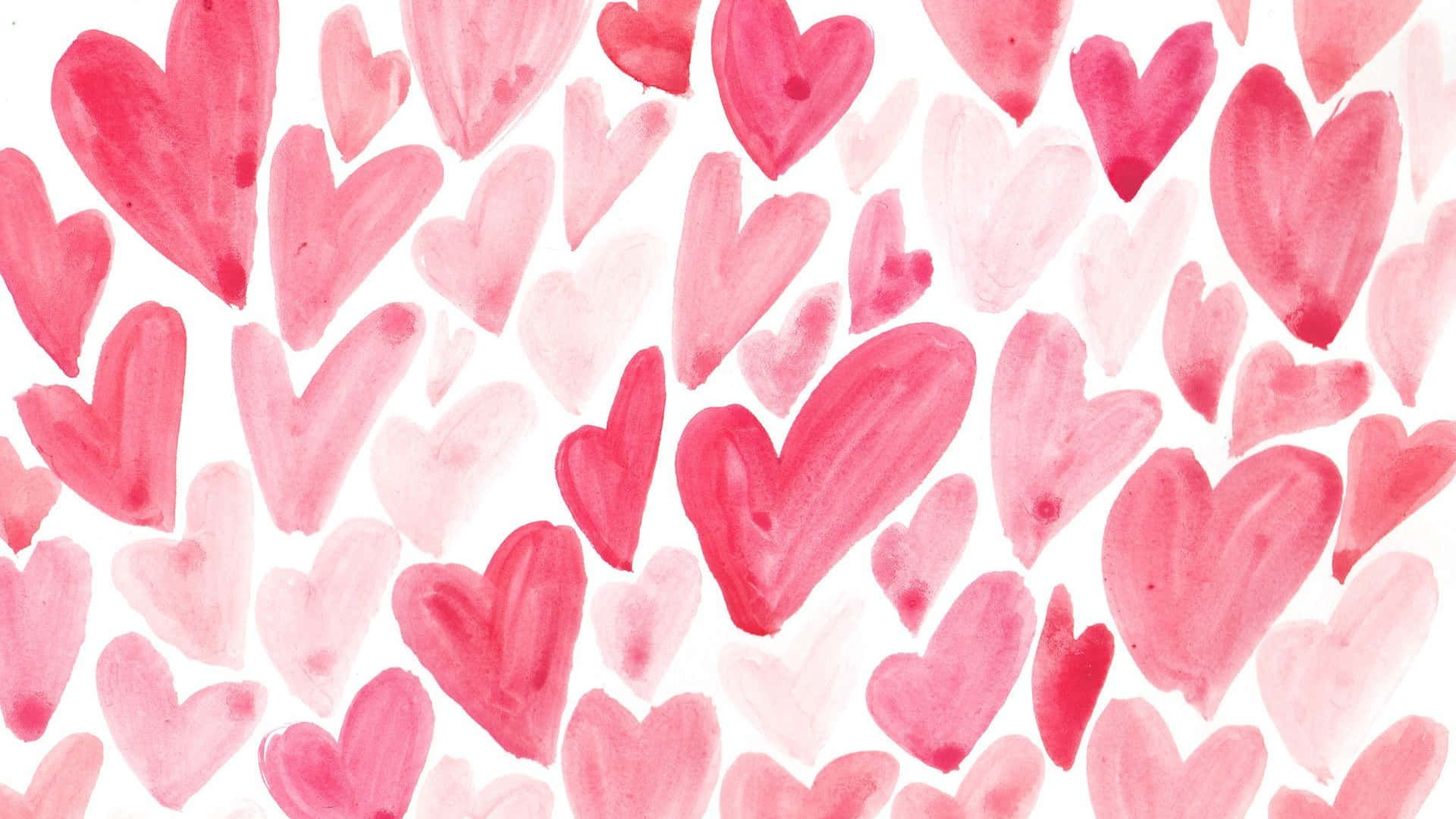 Preppy Valentines Day Hearts, watercolor pattern, pink hearts, Full HD Desktop Wallpaper