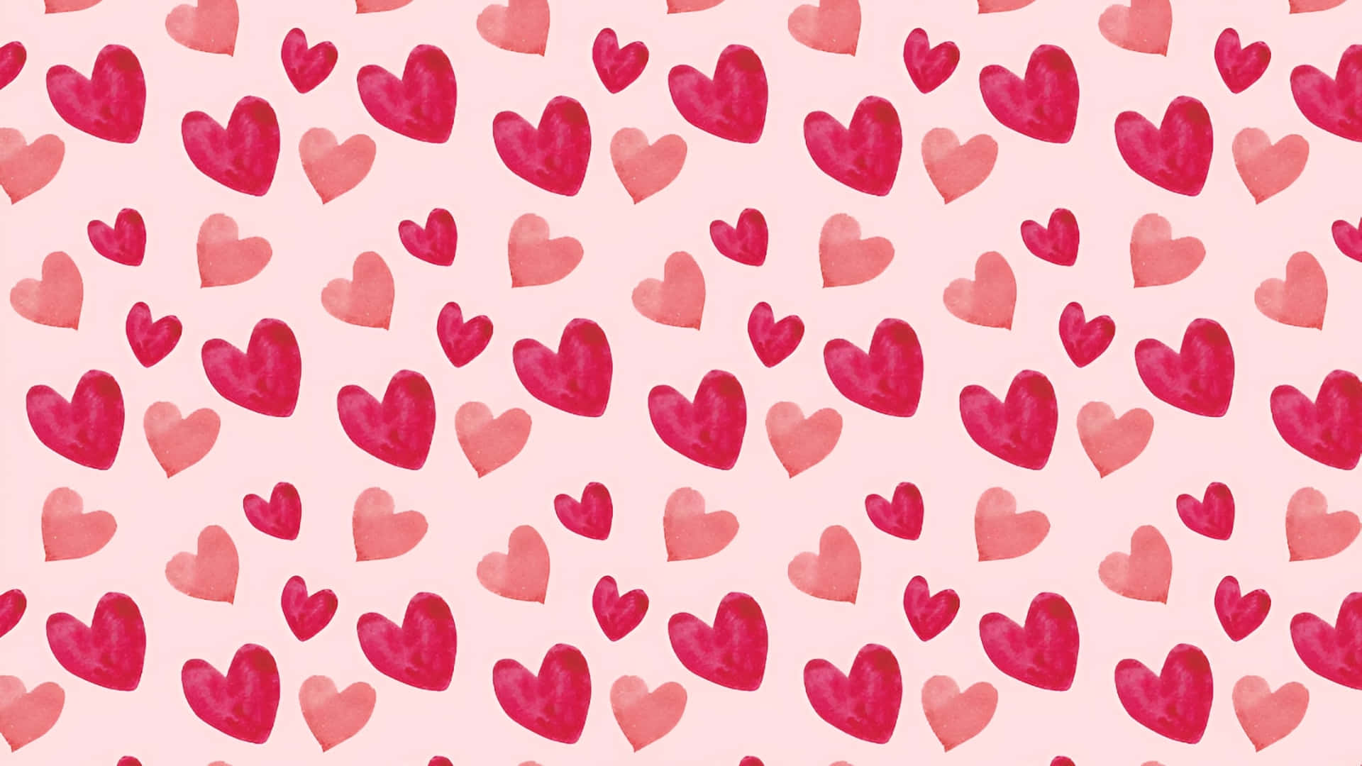Preppy Valentines Day, watercolor hearts, soft pink background, Full HD Desktop Wallpaper