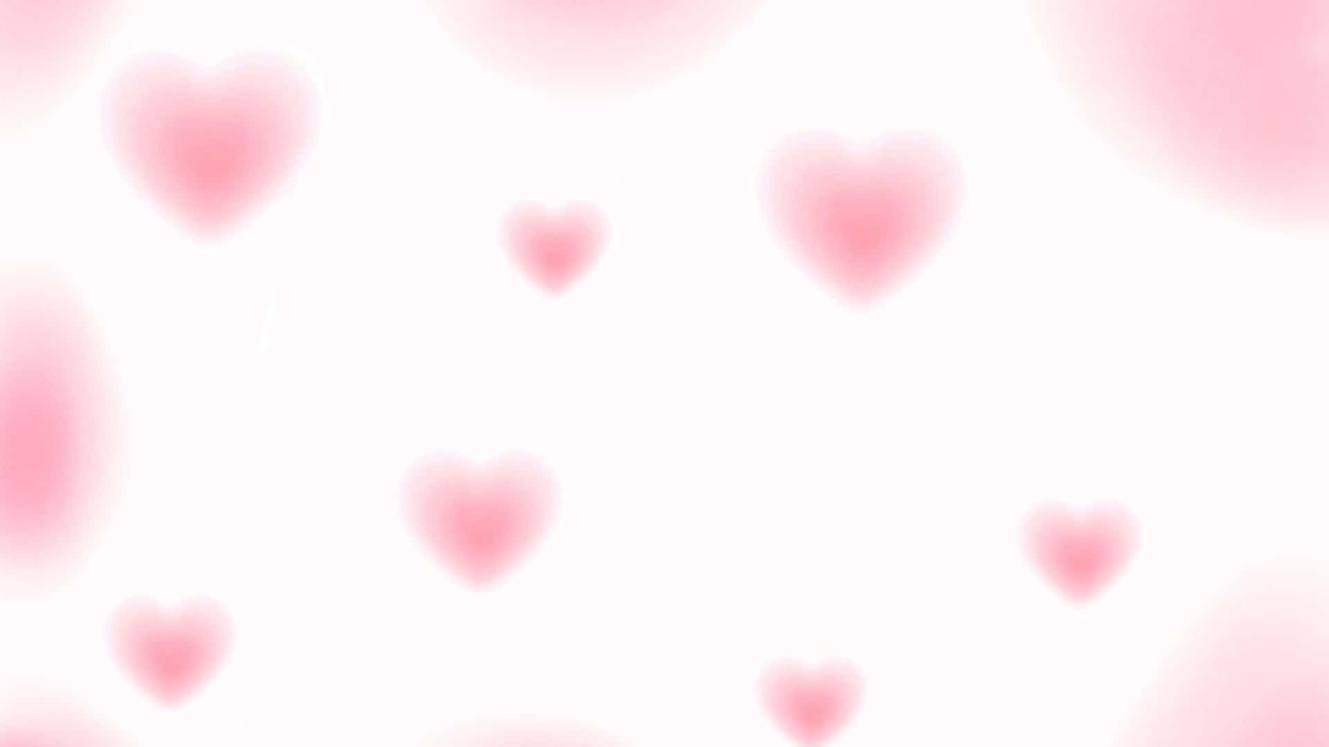 Preppy Valentines Day, soft pink hearts, bright white background, Full HD Desktop Wallpaper