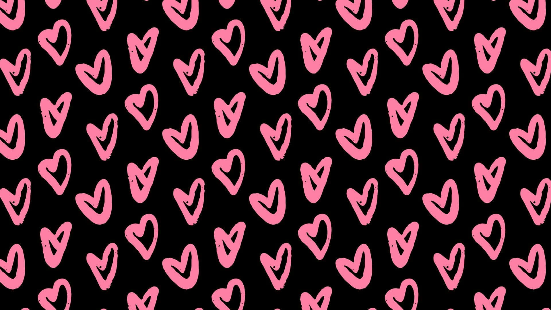 Preppy Valentines Day, pink hand-drawn heart shapes, brushstroke texture, Full HD Desktop Wallpaper