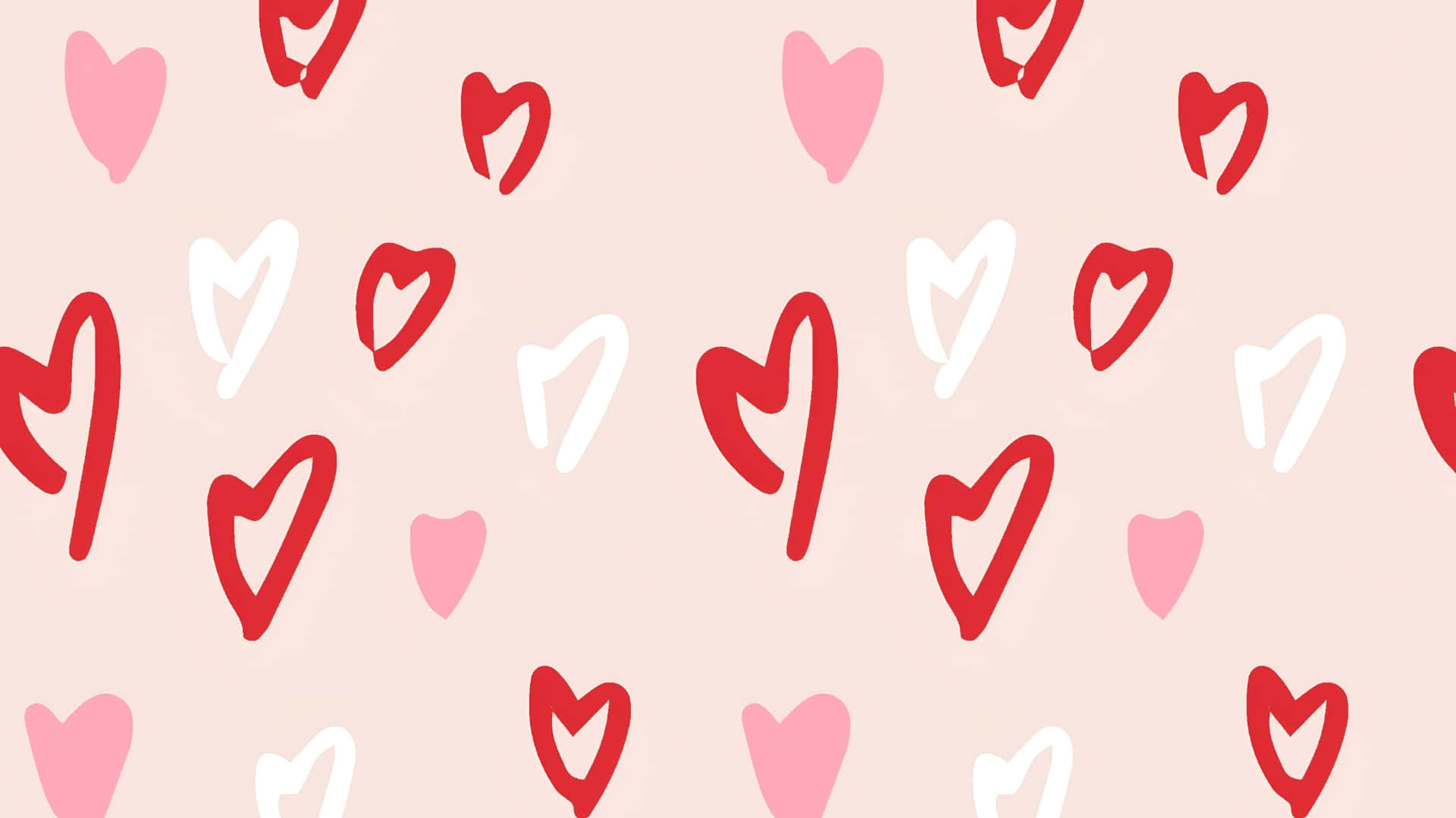 Preppy Valentines Day, soft pink background, hand-drawn hearts, Full HD Desktop Wallpaper