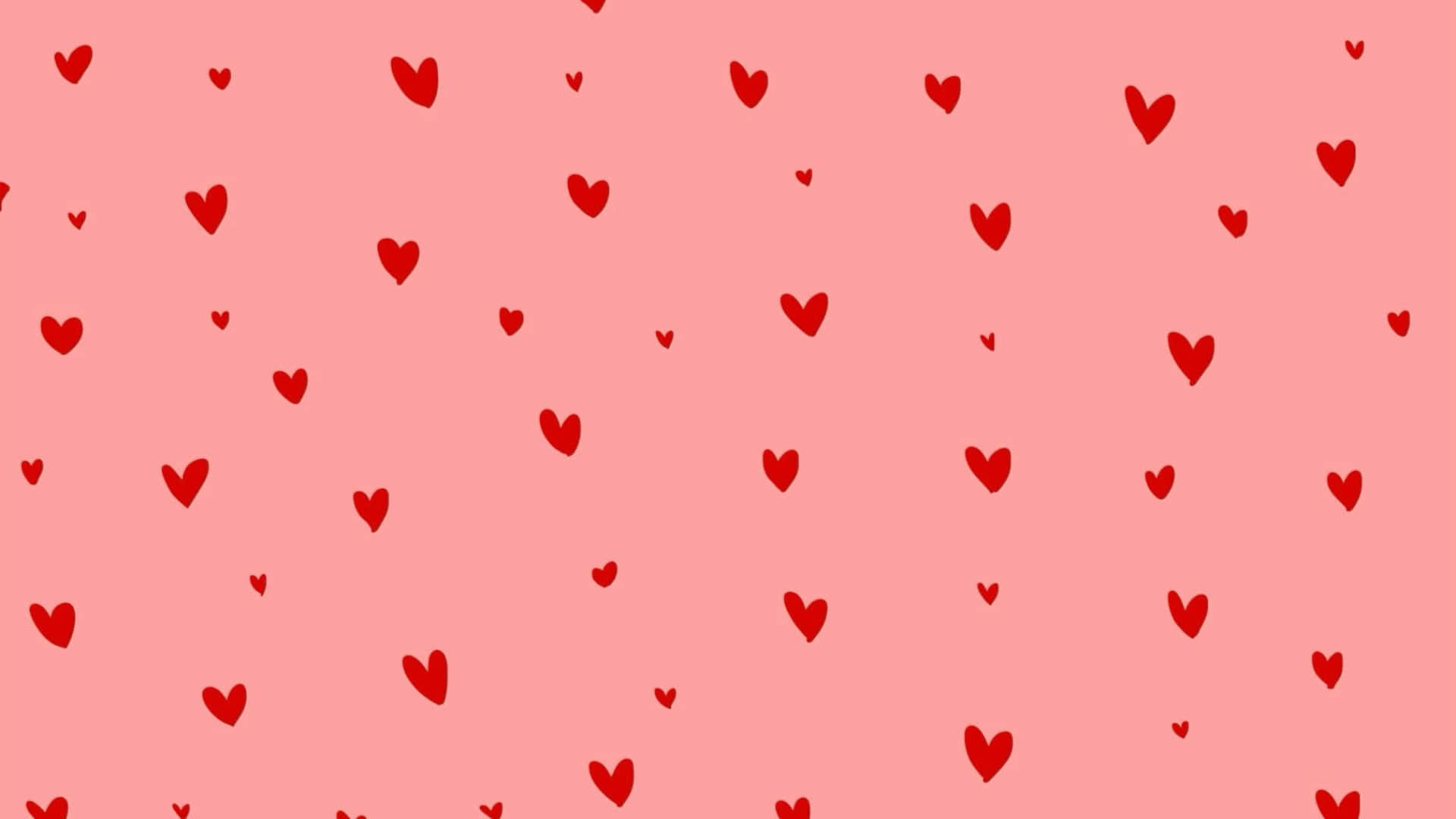 Preppy Valentines Day, soft pink background, hand-drawn red hearts, Full HD Desktop Wallpaper