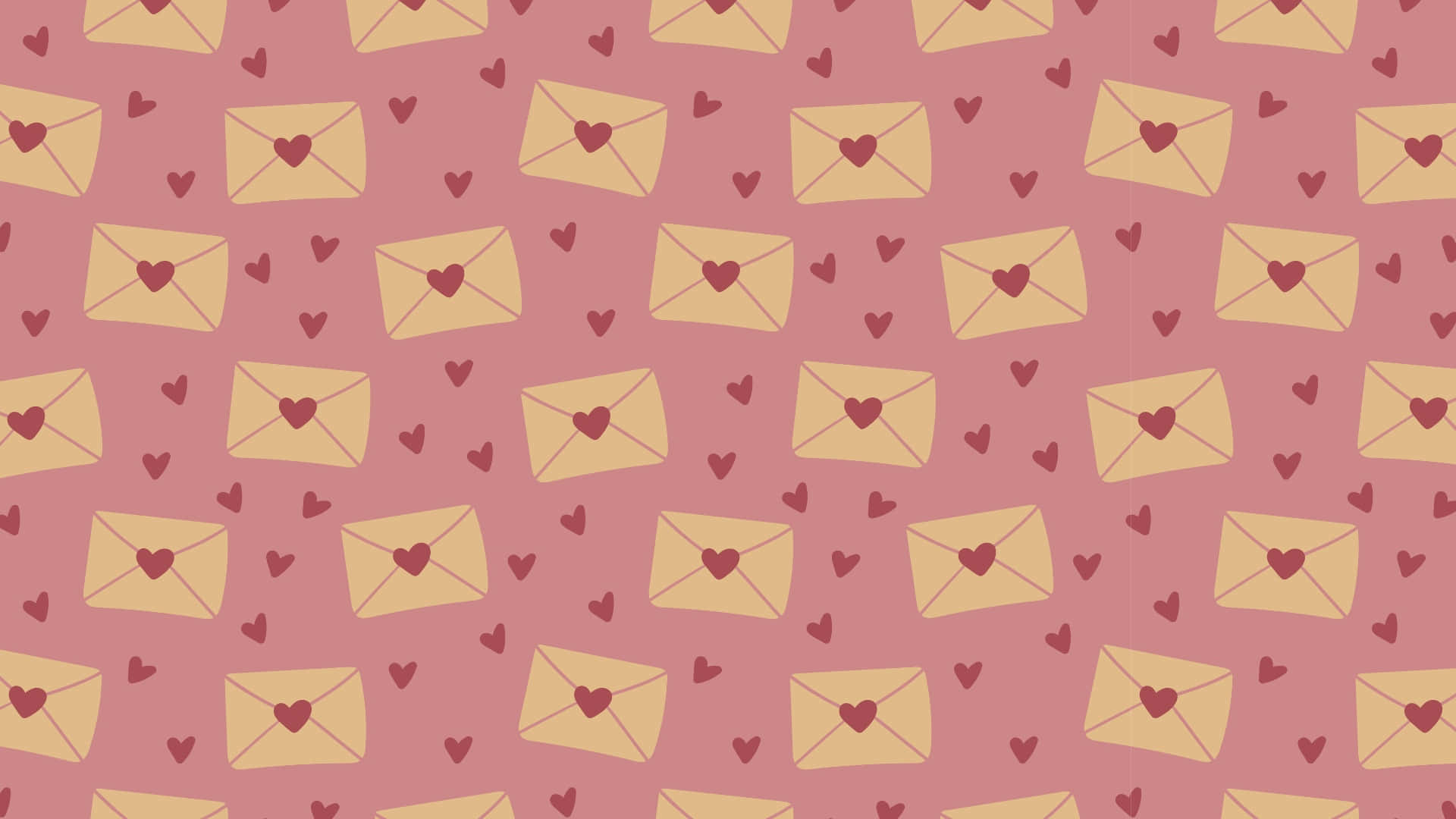 Preppy Valentines Day, pink background, cream envelopes, Full HD Desktop Wallpaper