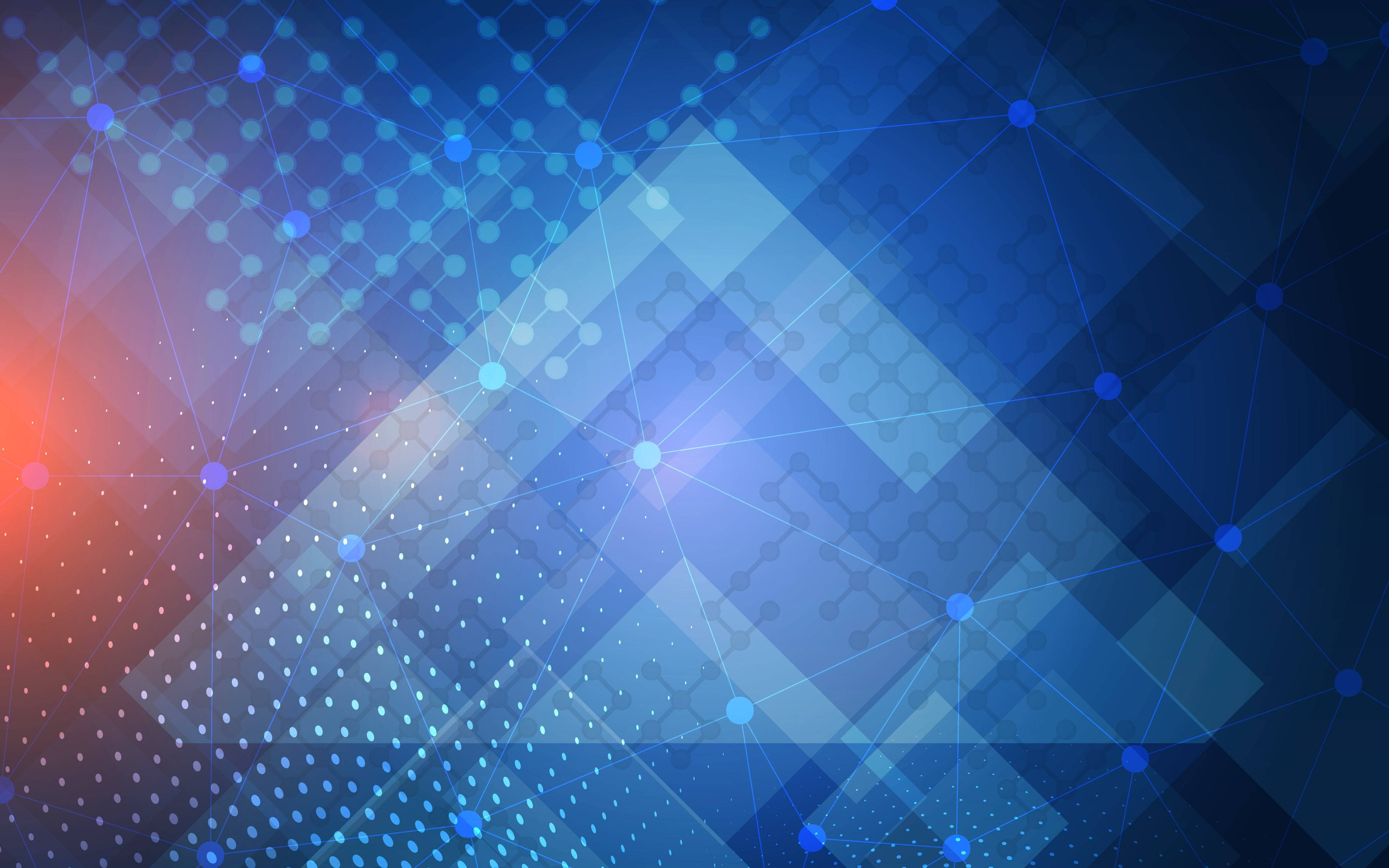 modern blue abstract presentation, glowing blue nodes, geometric patterns, 4K Desktop Wallpaper