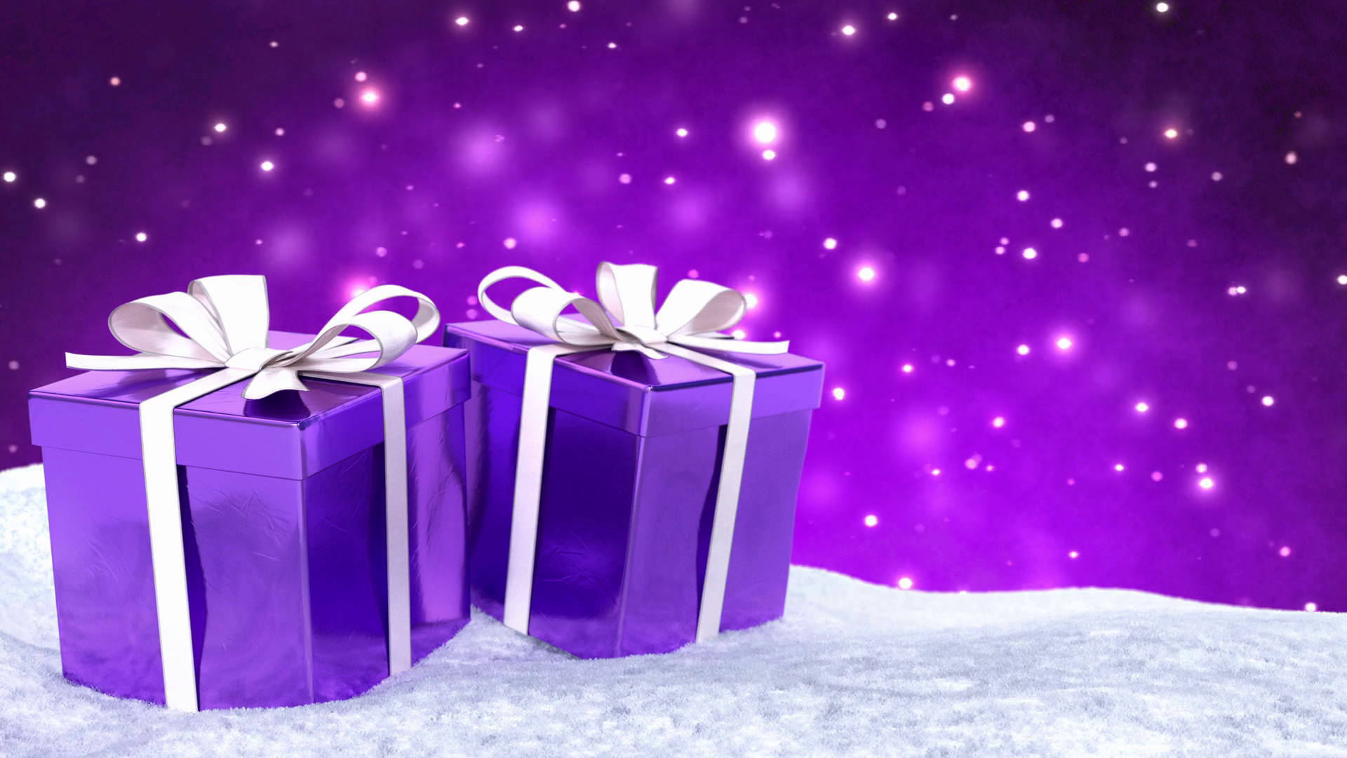 mauve, shiny purple gift boxes, silver bows, Full HD Desktop Wallpaper