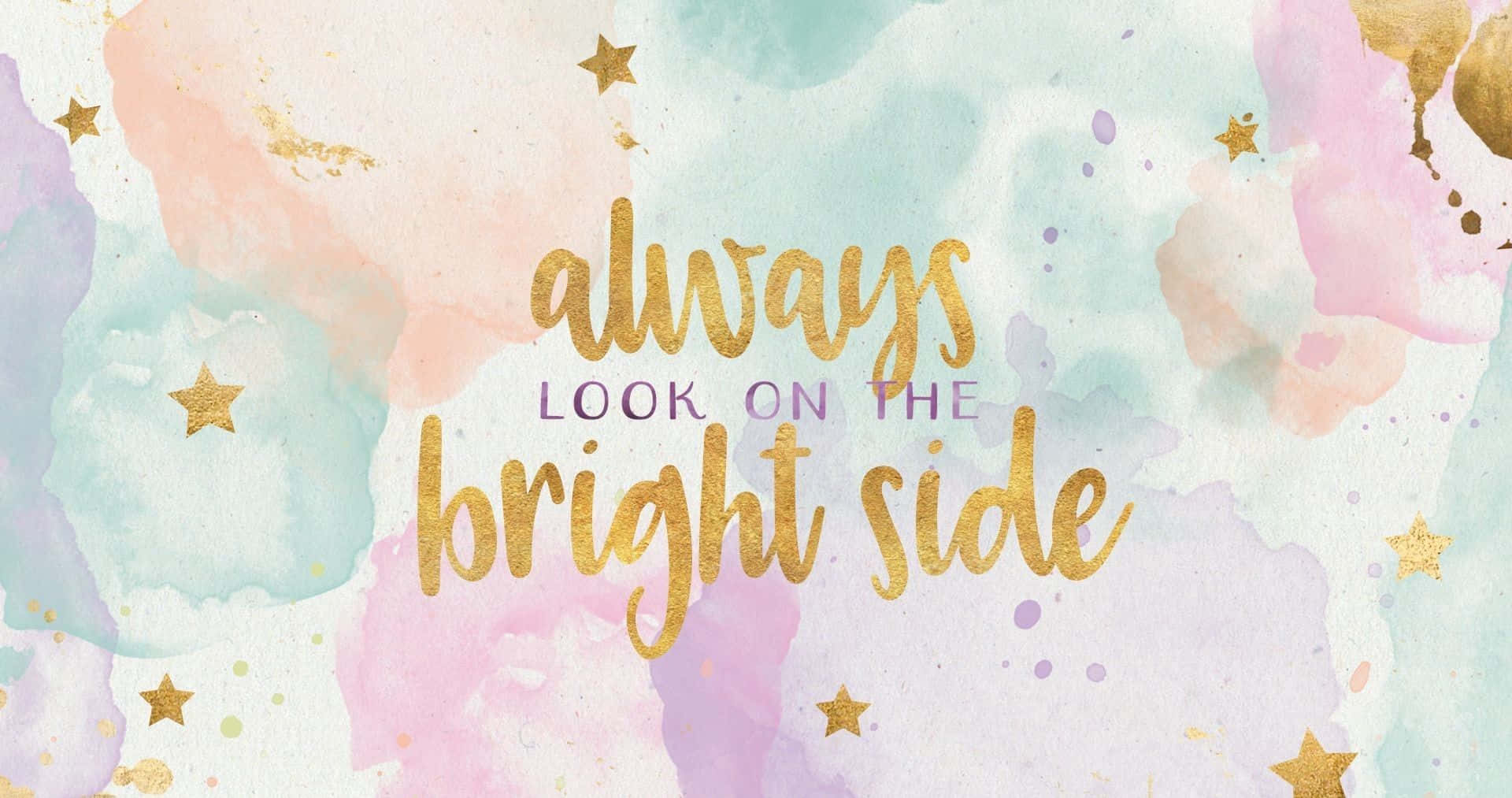 pastel watercolor, gold stars, uplifting text, Full HD Desktop Wallpaper