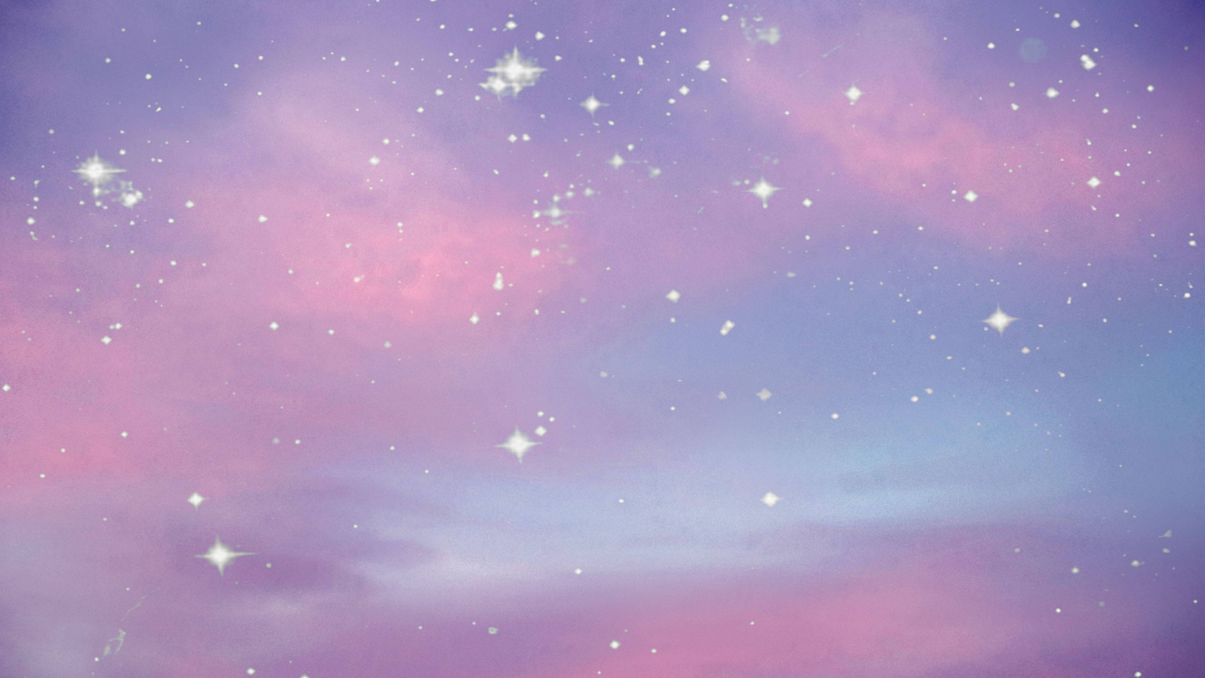 starry pastel skies, pastel sky, twinkling stars, 4K Desktop Wallpaper