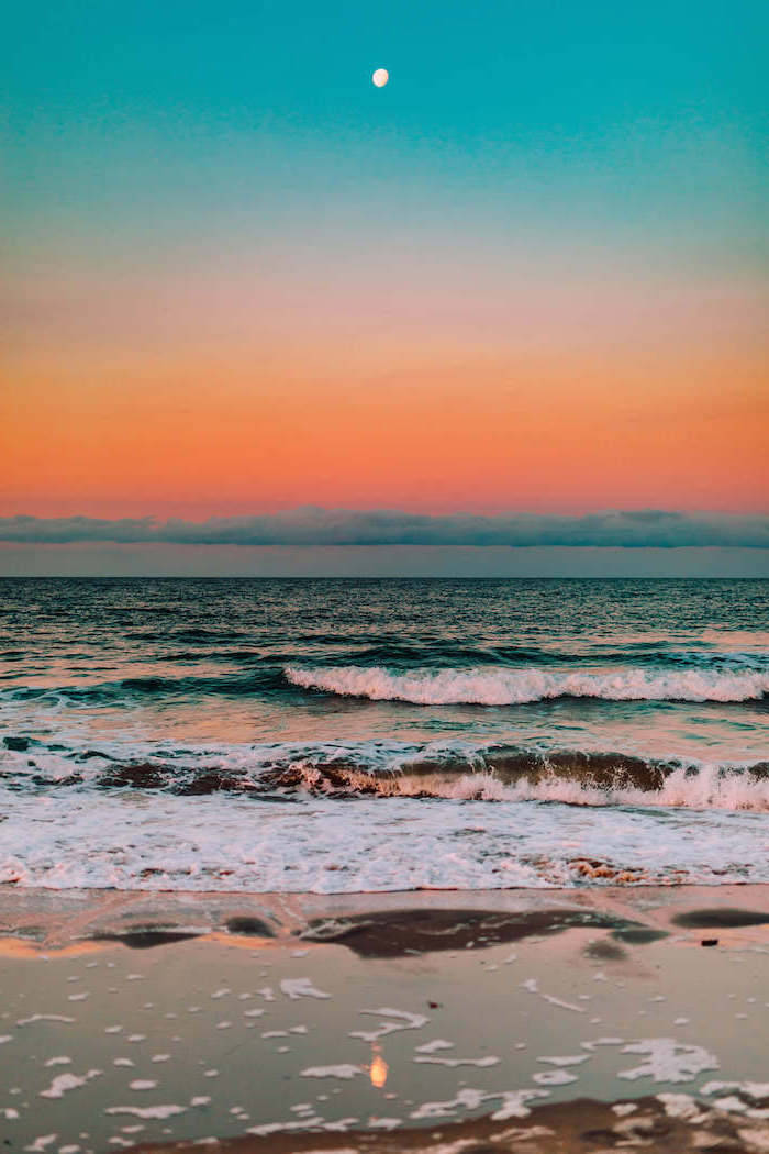 sea, sunset, twilight, SD Phone Wallpaper