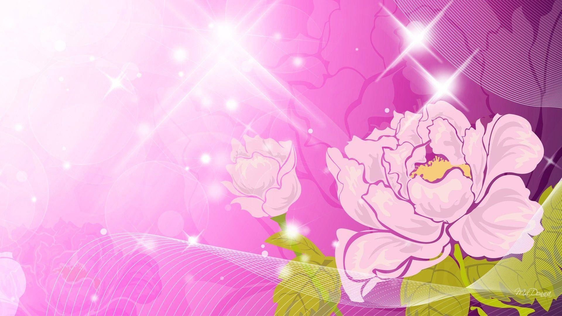 sparkly pink flower, vibrant pink peonies, sparkling gradient background, Full HD Desktop Wallpaper