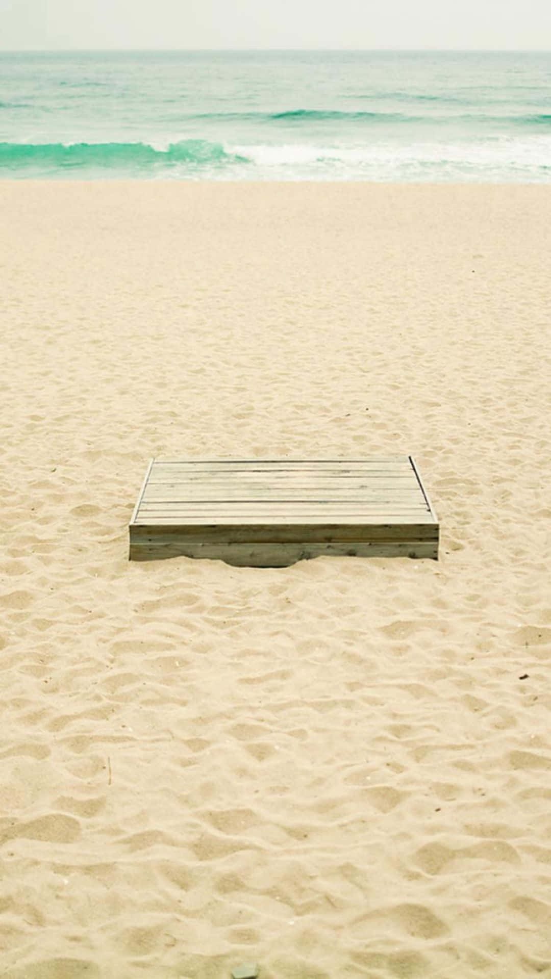 wooden platform, soft sand, turquoise ocean waves, Full HD Phone Wallpaper