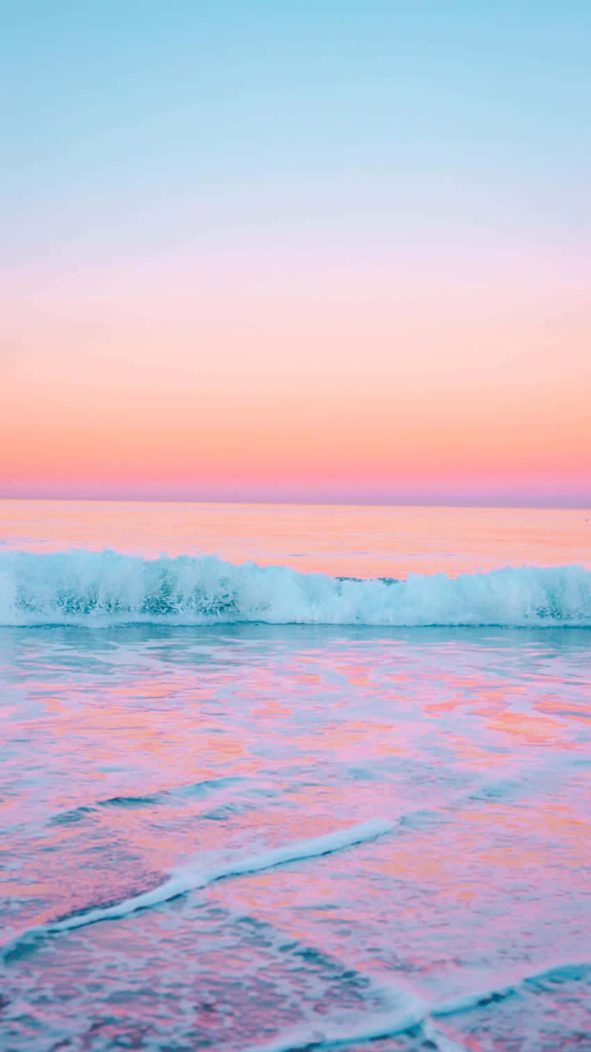 beach, sunset, pastel pink orange and blue sky, HD Phone Wallpaper