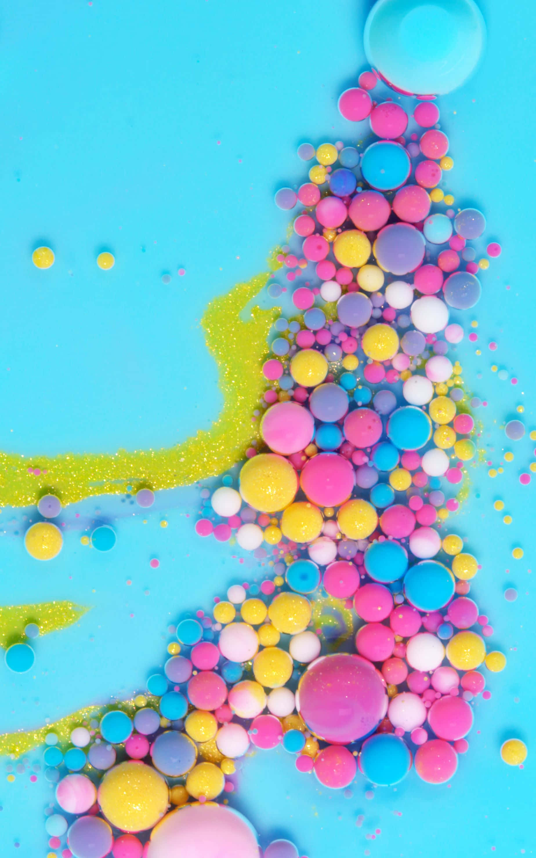 crystal clear water, vibrant colorful bubbles, glittering abstract tree shape, 2K Phone Wallpaper