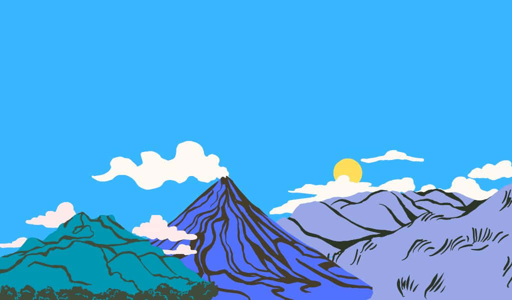 tropical beach paradise, mountain range, central volcano, SD Desktop Wallpaper