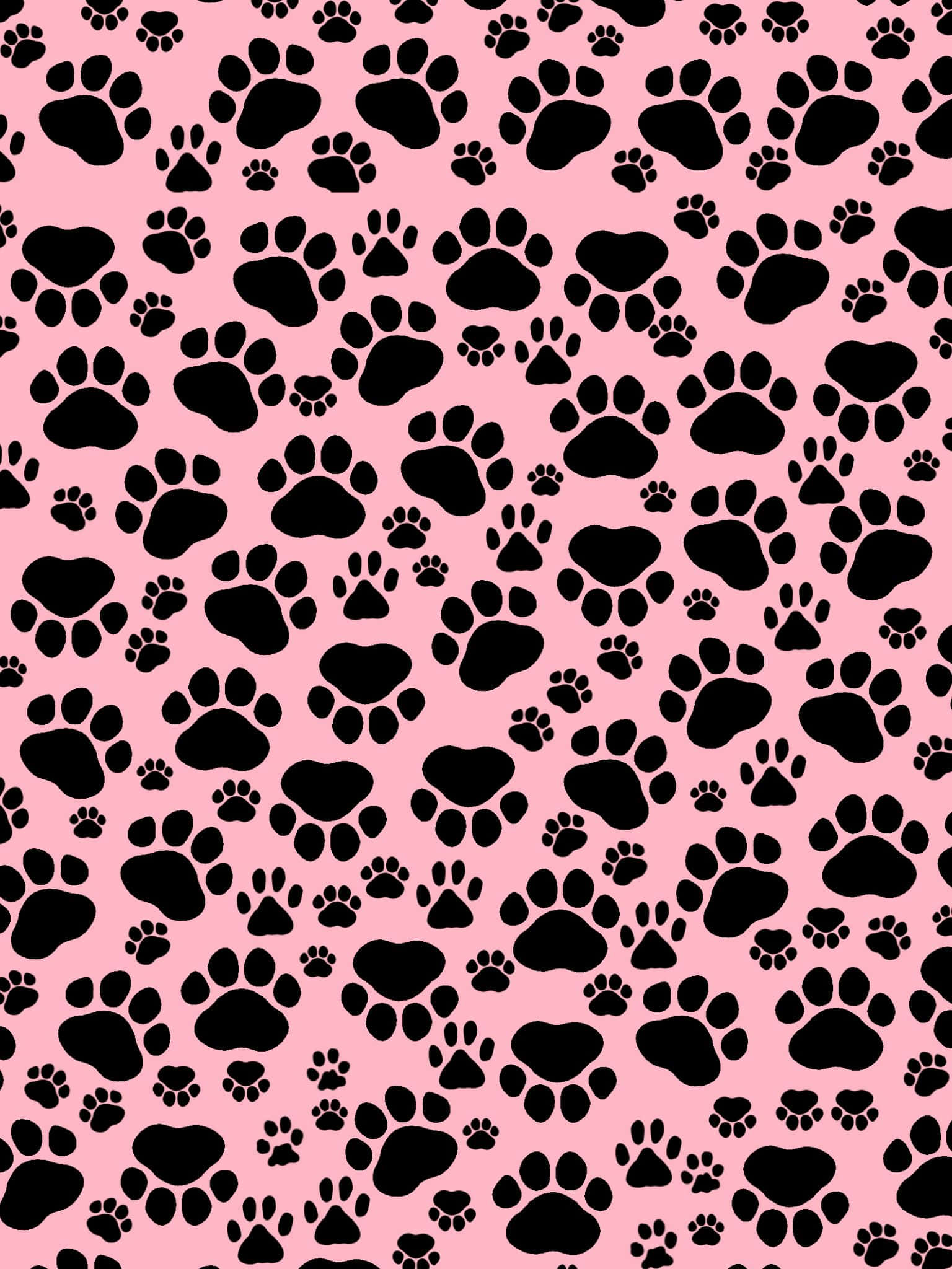 Pretty Black, black paw prints, soft pink background, Full HD Phone Wallpaper