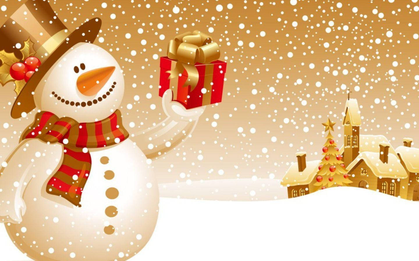 snowman, top hat, scarf, HD Desktop Wallpaper