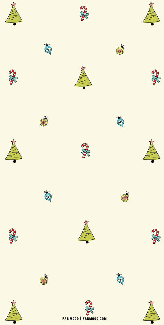 green Christmas trees, candy canes, ornaments, SD Phone Wallpaper