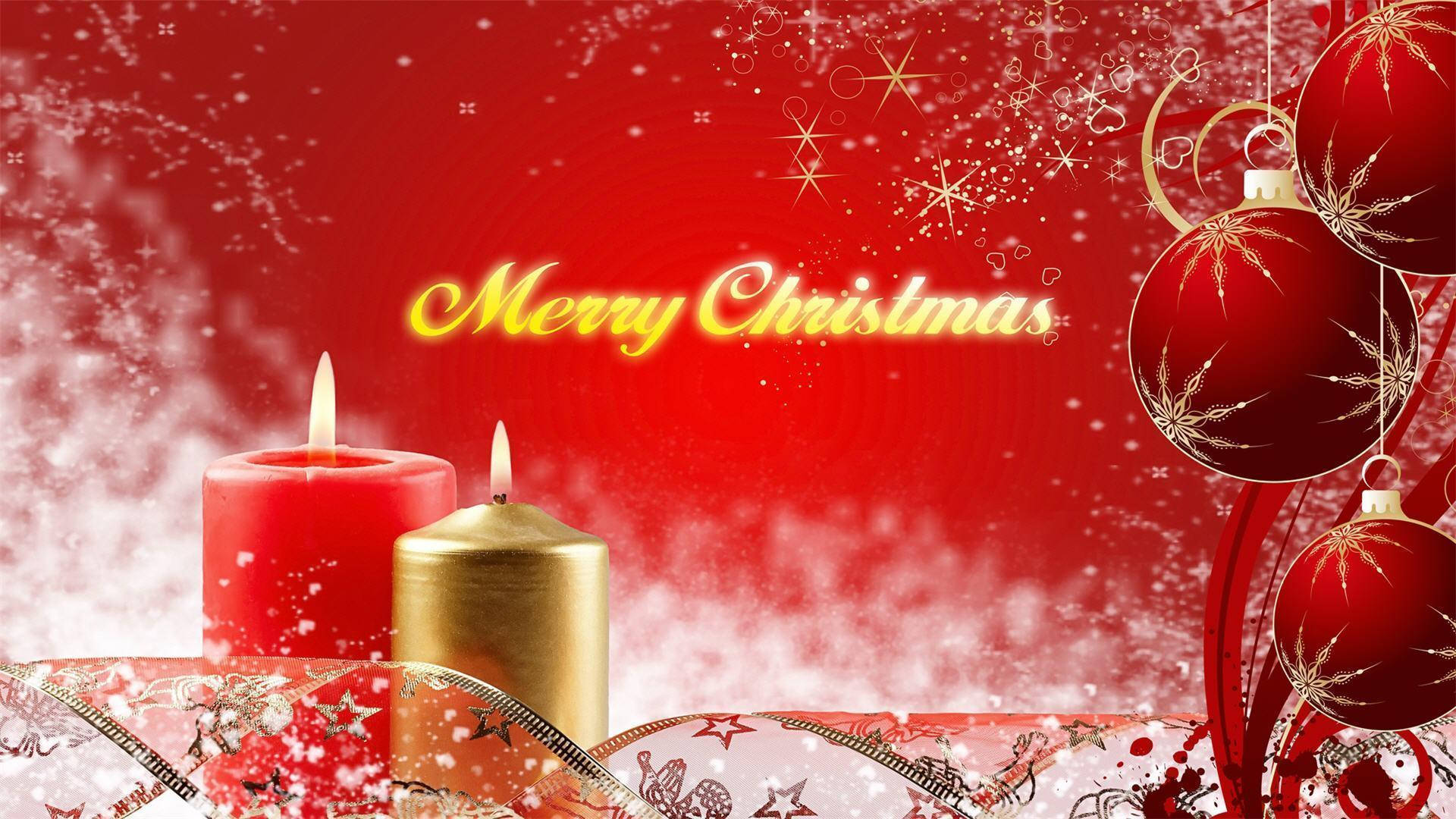 Pretty Christmas, red, glowing candles, Full HD Desktop Wallpaper
