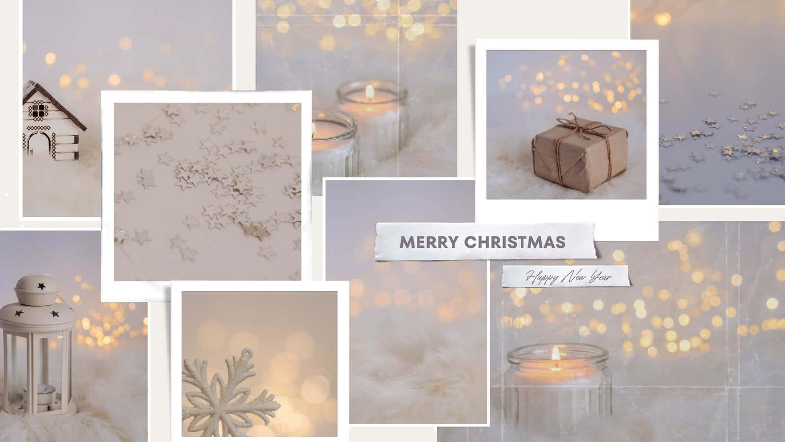 Christmas Aesthetic Collage, warm tones, cozy winter holiday scenes, HD Desktop Wallpaper