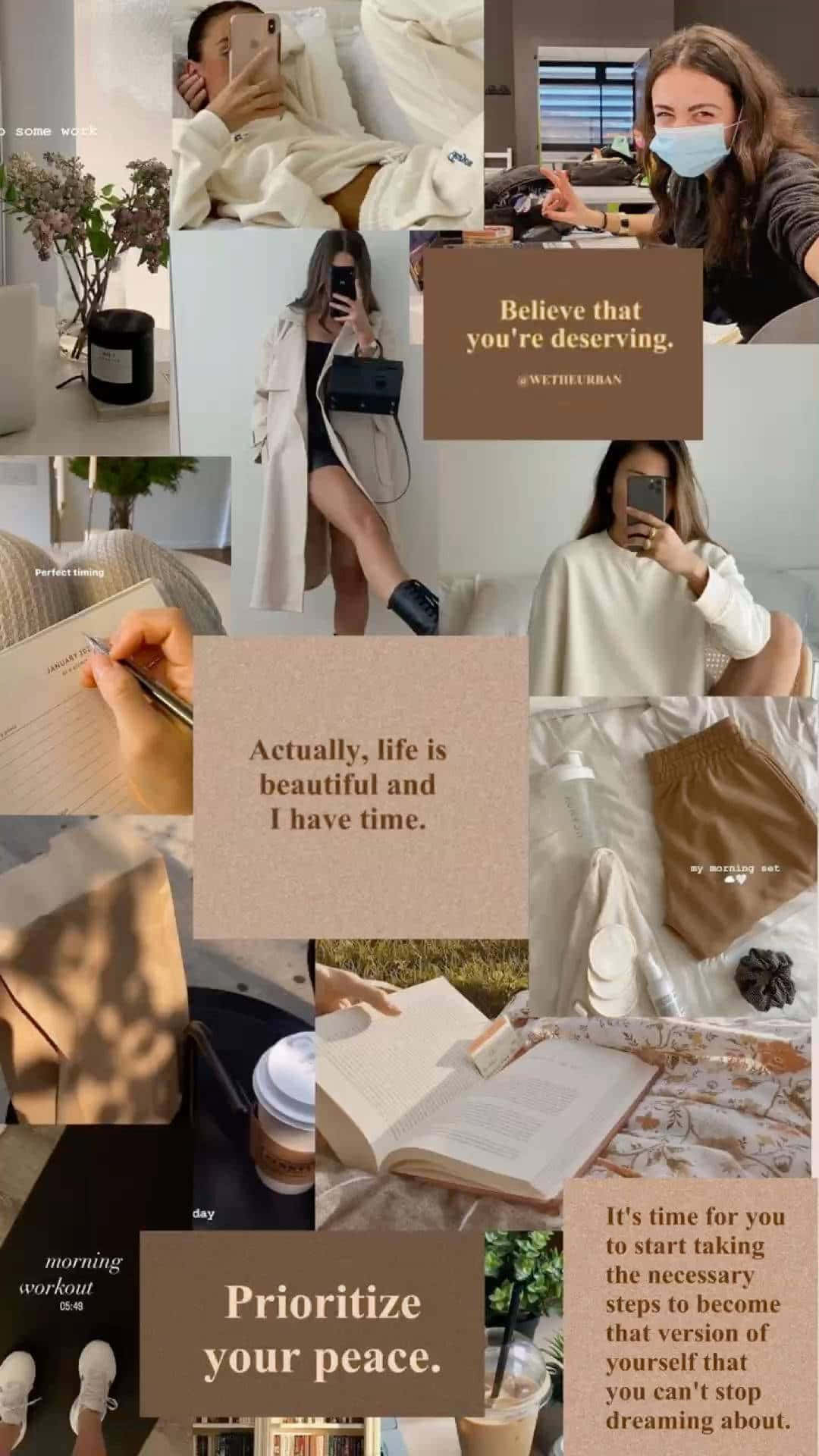 Pretty Girl Aesthetic, soft neutrals, handwritten affirmations, Full HD Phone Wallpaper