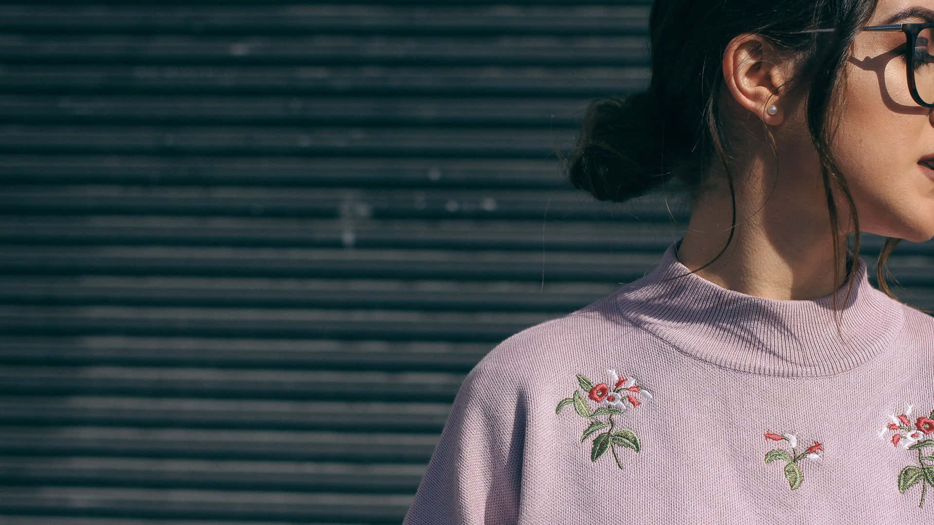 Pretty Girl Aesthetic, floral sweater, light pink sweater, Full HD Desktop Wallpaper