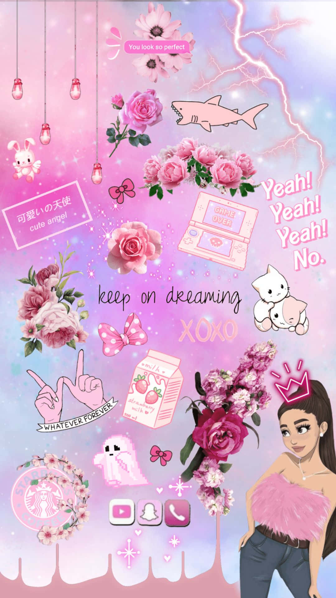 Pretty Girl Aesthetic, pink motifs, roses, Full HD Phone Wallpaper
